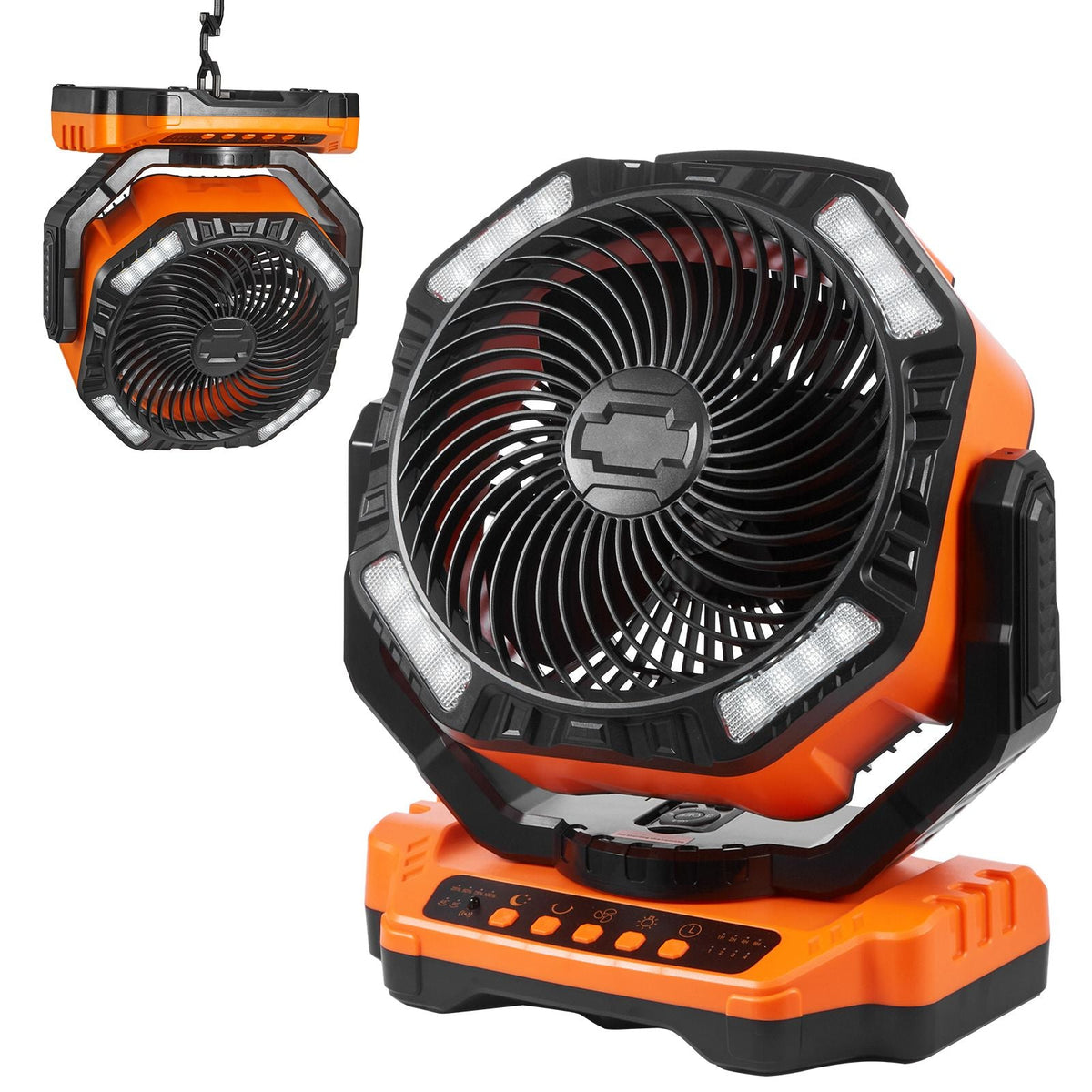 Portable Fan Rechargeable 13 inch, Battery Powered Fan with LED Lantern, 4 Speeds Adjustable & 45°/90°Automatic Swivel & Timer , USB Battery Operated Fans for Travel Bedroom Home Camping Office