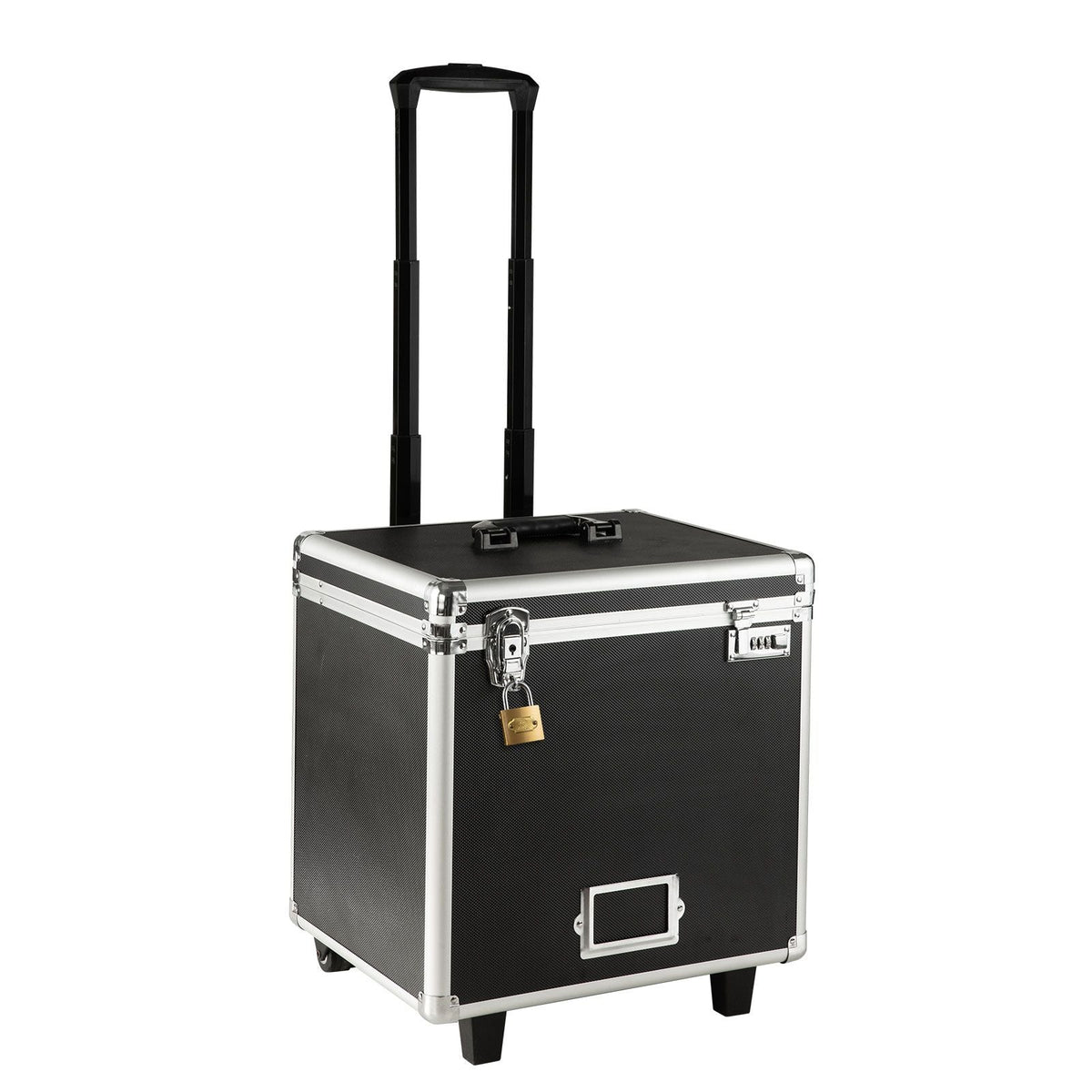 Portable File Storage Box, 15.6 x 12.6 x 15 inch Internal Chest Size, Locking Mobile Business Case with Telescopic Handle, Hand pull File Case for Office Home, Offices, Hospitals, Banks