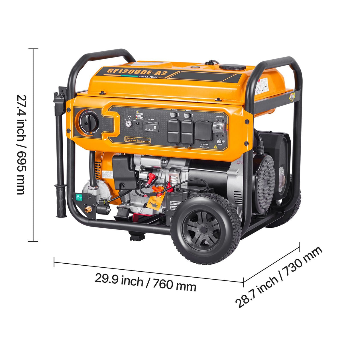 Portable Generator, Gasoline 13500W Peak Watt & LPG 12000W Peak Watt Dual Fuel Generator, Home Backup Generators with Electric Start, Gasoline & LPG Powered, CO Sensor, 20A & 50A Outlets