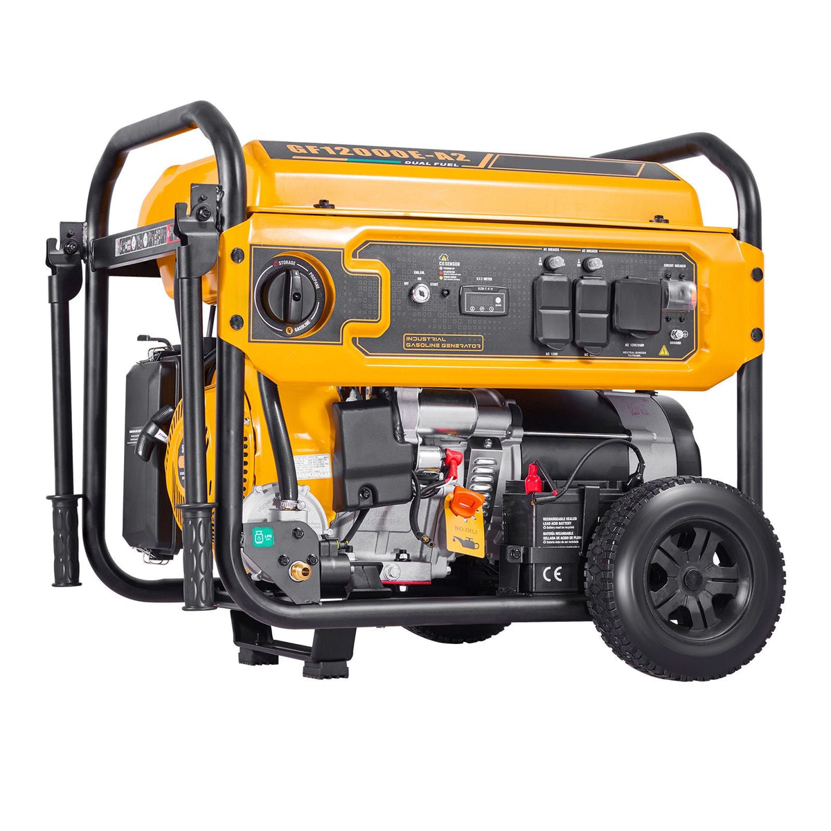 Portable Generator, Gasoline 13500W Peak Watt & LPG 12000W Peak Watt Dual Fuel Generator, Home Backup Generators with Electric Start, Gasoline & LPG Powered, CO Sensor, 20A & 50A Outlets