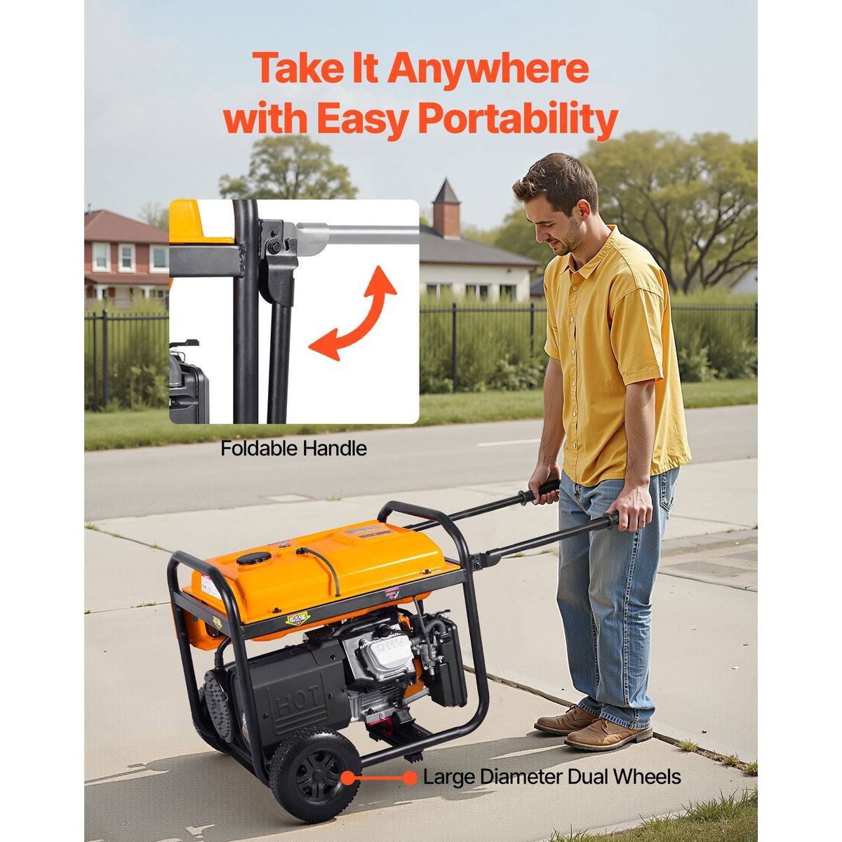 Portable Generator, Gasoline 13500W Peak Watt & LPG 12000W Peak Watt Dual Fuel Generator, Home Backup Generators with Electric Start, Gasoline & LPG Powered, CO Sensor, 20A & 50A Outlets