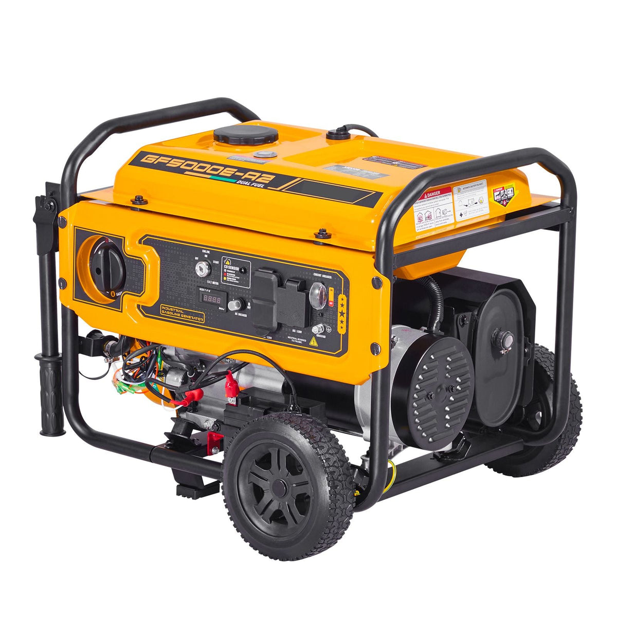 Portable Generator, Gasoline 4650W Peak Watt & LPG 4130W Peak Watt Dual Fuel Generator, Home Backup Generators with Electric Start, Gasoline & LPG Powered, CO Sensor, 20A & 50A Outlets