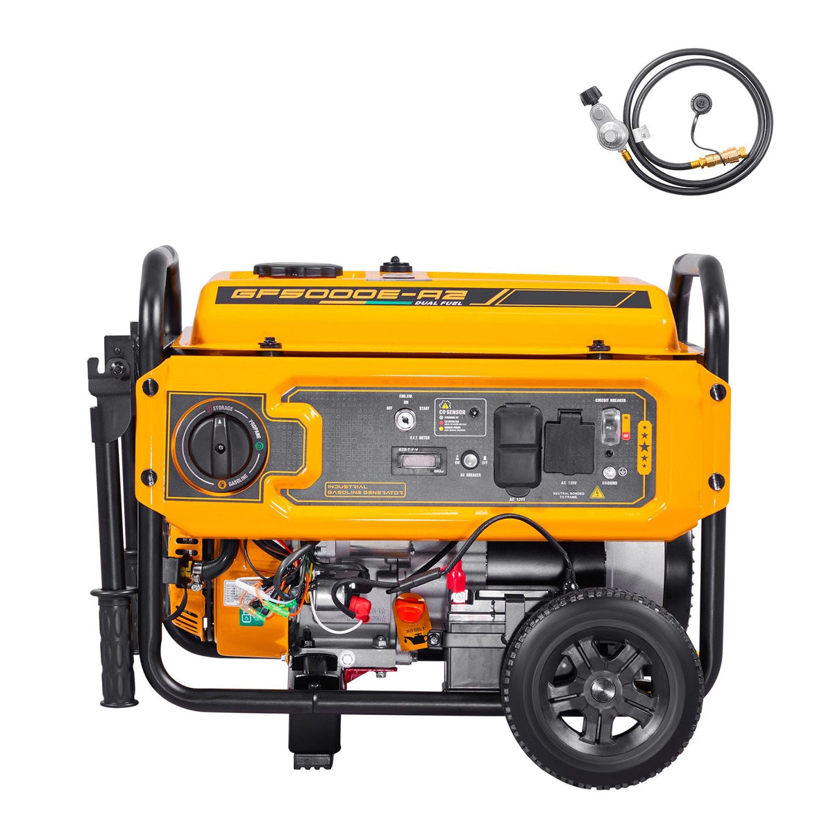 Portable Generator, Gasoline 4650W Peak Watt & LPG 4130W Peak Watt Dual Fuel Generator, Home Backup Generators with Electric Start, Gasoline & LPG Powered, CO Sensor, 20A & 50A Outlets