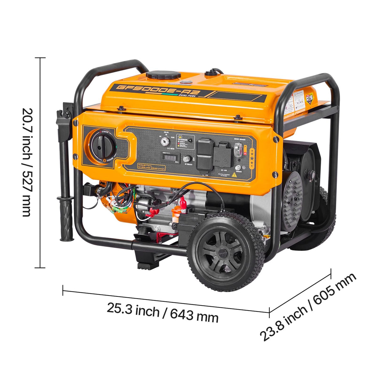 Portable Generator, Gasoline 4650W Peak Watt & LPG 4130W Peak Watt Dual Fuel Generator, Home Backup Generators with Electric Start, Gasoline & LPG Powered, CO Sensor, 20A & 50A Outlets