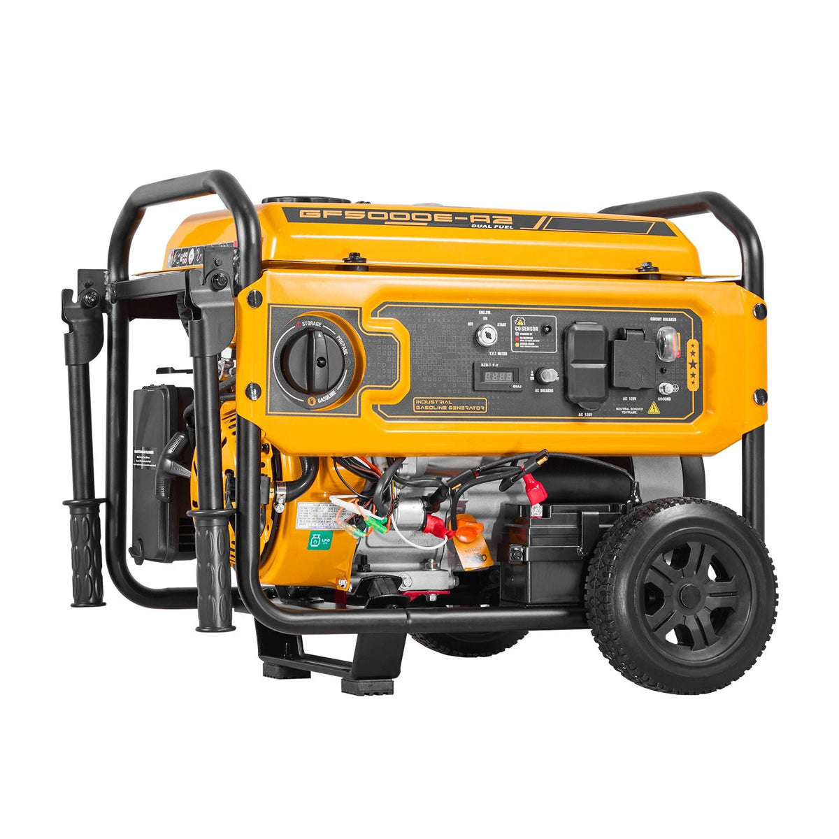 Portable Generator, Gasoline 4650W Peak Watt & LPG 4130W Peak Watt Dual Fuel Generator, Home Backup Generators with Electric Start, Gasoline & LPG Powered, CO Sensor, 20A & 50A Outlets