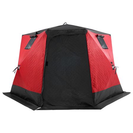 Portable Ice Shelter, 4-6 Person Insulated Pop-Up Ice Fishing Tent, 50 Square Feet Fishable Area, Thermal Ice Shanty for Winter Fishing, Ice Cube with Anchors, Ropes, Carrying Bag, 130"x130"