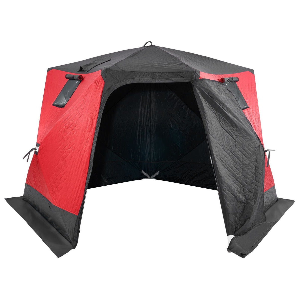 Portable Ice Shelter, 4-6 Person Insulated Pop-Up Ice Fishing Tent, 50 Square Feet Fishable Area, Thermal Ice Shanty for Winter Fishing, Ice Cube with Anchors, Ropes, Carrying Bag, 130"x130"