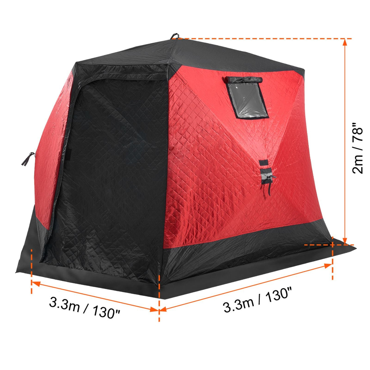 Portable Ice Shelter, 4-6 Person Insulated Pop-Up Ice Fishing Tent, 50 Square Feet Fishable Area, Thermal Ice Shanty for Winter Fishing, Ice Cube with Anchors, Ropes, Carrying Bag, 130"x130"