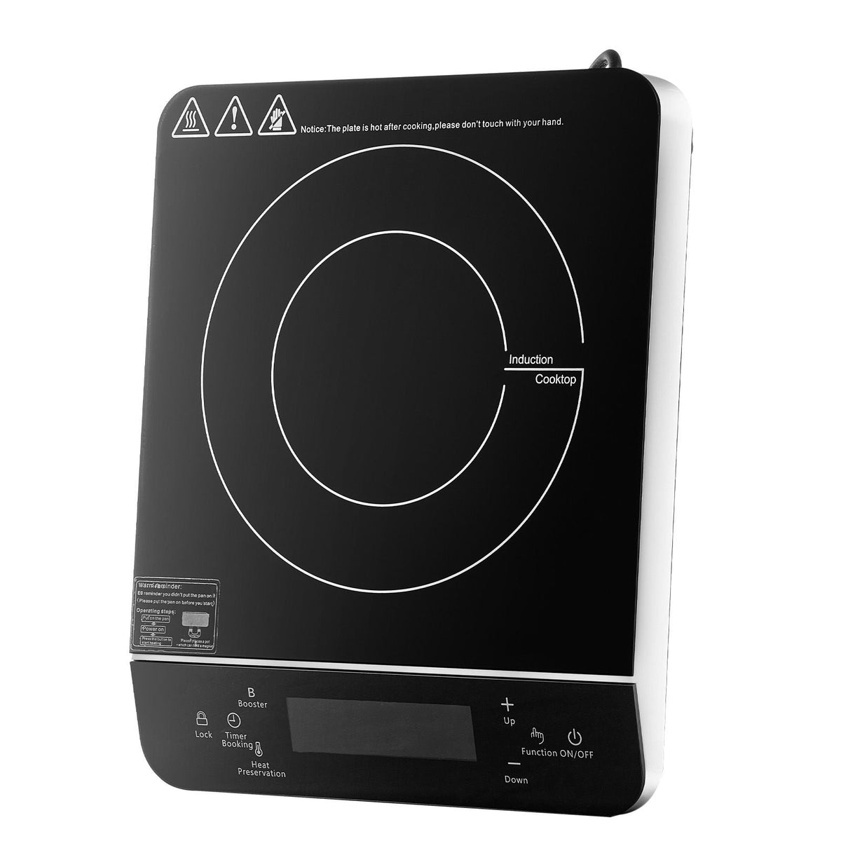 Portable Induction Cooktop, 1500W Electric Induction Burner with 9 Temperature Settings, Countertop Induction Hot Plate with 4H Timer, 24H Reservation, Child Lock, Easy to Clean, for Cooking