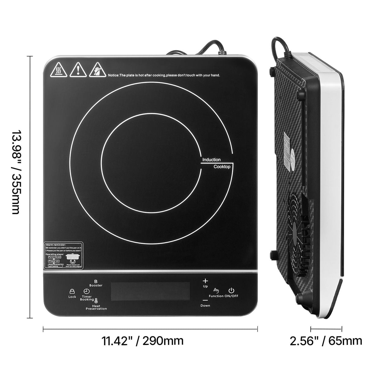 Portable Induction Cooktop, 1800W Electric Induction Burner with 9 Temperature Settings, Countertop Induction Hot Plate with 4H Timer, 24H Reservation, Child Lock, Easy to Clean, for Cooking