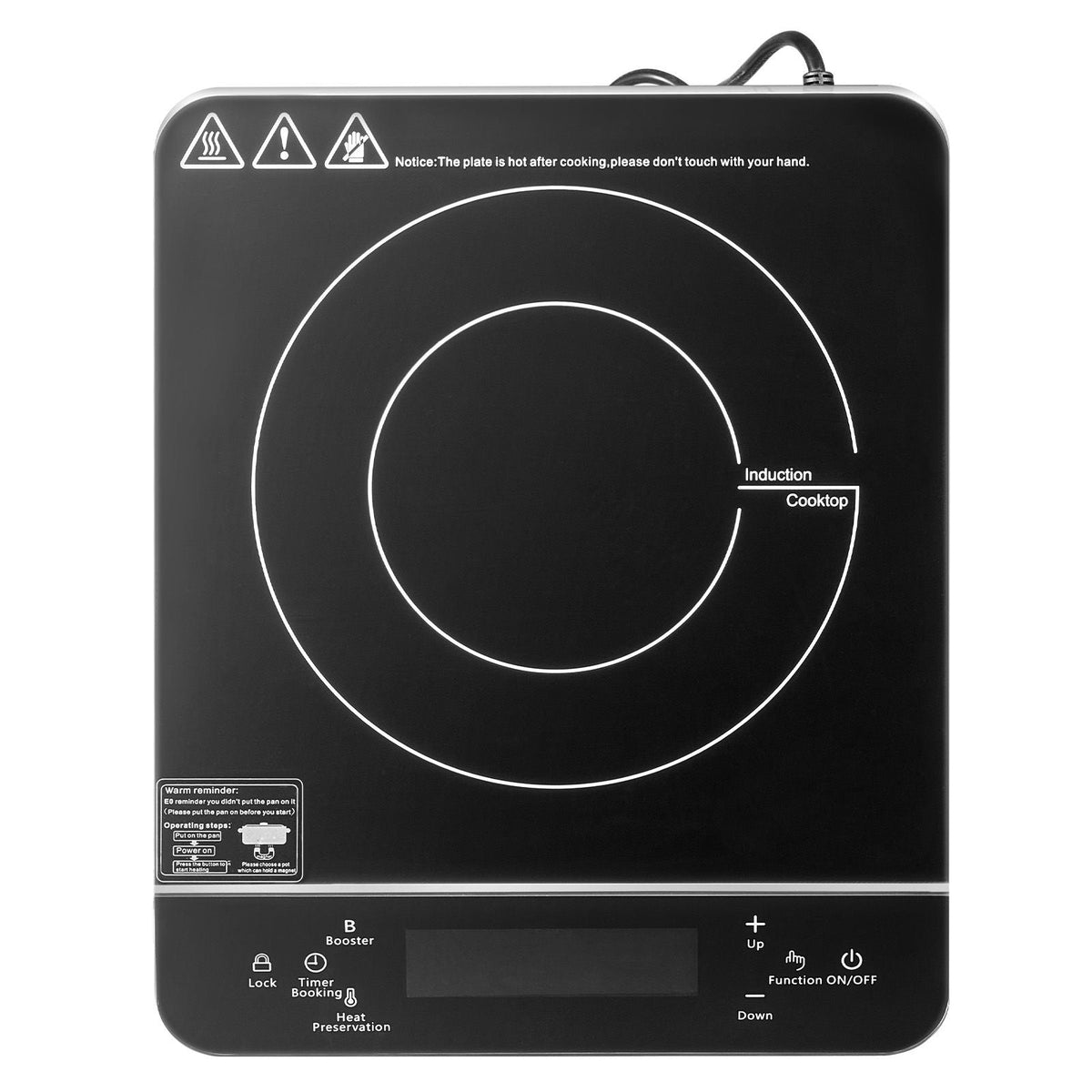 Portable Induction Cooktop, 1800W Electric Induction Burner with 9 Temperature Settings, Countertop Induction Hot Plate with 4H Timer, 24H Reservation, Child Lock, Easy to Clean, for Cooking