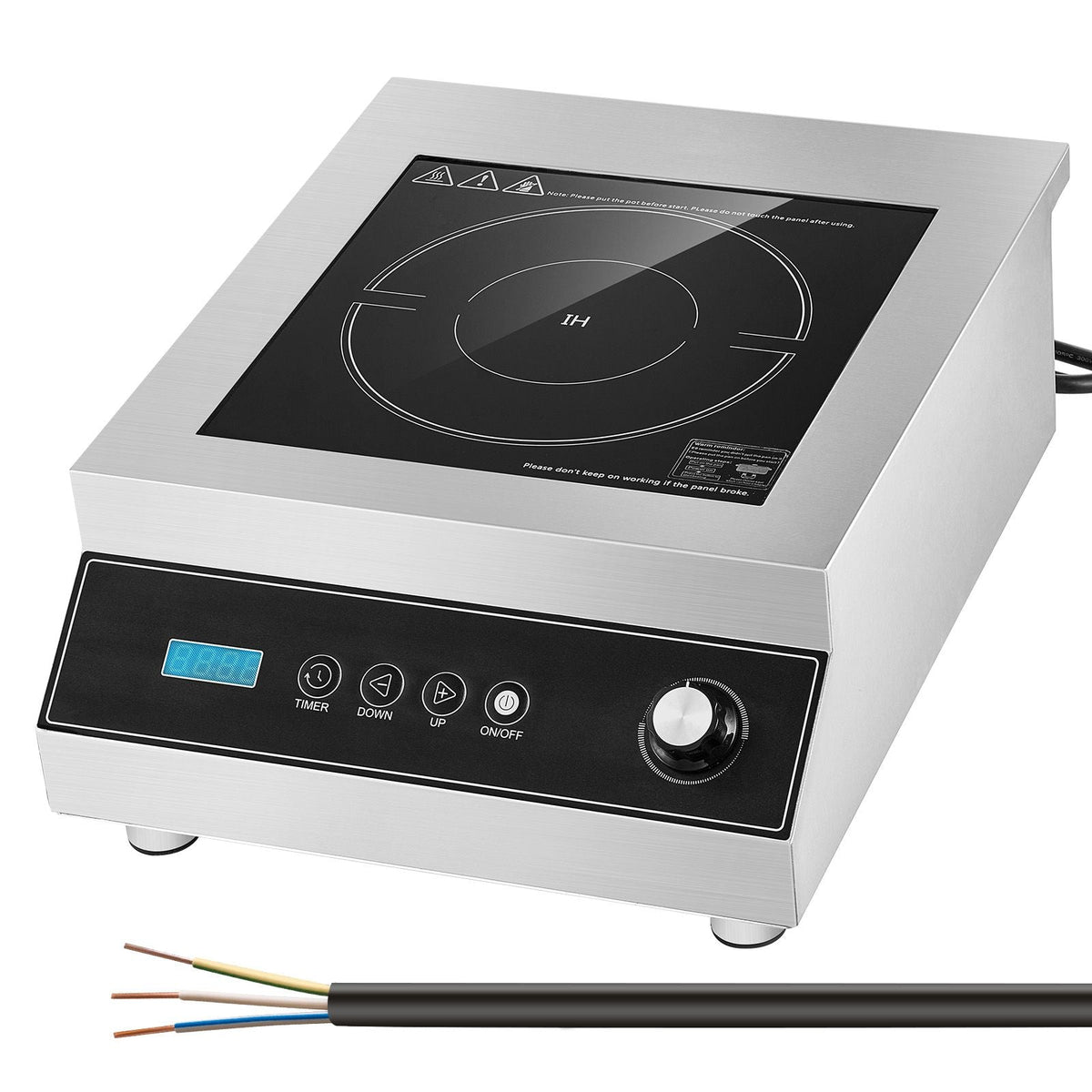 Portable Induction Cooktop, 5000W Commercial Induction Burner with 16 Temperature Settings, Stainless Steel Countertop Induction Hot Plate with 4H Timer, Child Lock, for Restaurant Cooking
