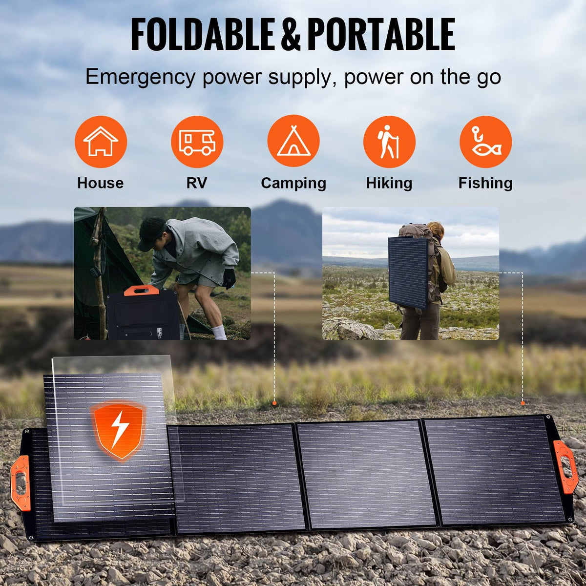Portable Monocrystalline Solar Panel, 200W Foldable Monocrystalline ETFE Solar Charger, 23% Efficiency Solar Panel with MC4 Output, IP67 Waterproof for Power Stations, Camping, Hiking, Off-Grid