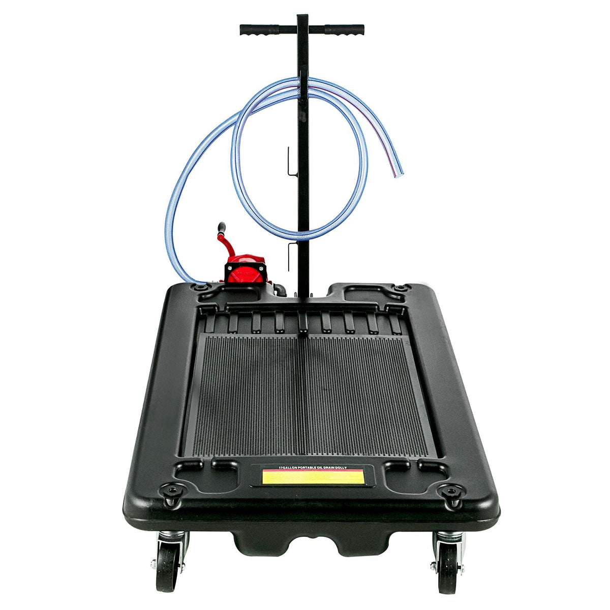 Portable Oil Drain Pan with Pump 64L Oil Drain Pan 17 Gallon Low Profile Oil Drain Pan with 8\' Hose for SUV Car and Trucks