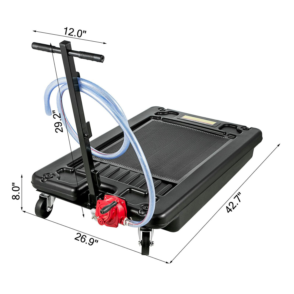 Portable Oil Drain Pan with Pump 64L Oil Drain Pan 17 Gallon Low Profile Oil Drain Pan with 8\' Hose for SUV Car and Trucks