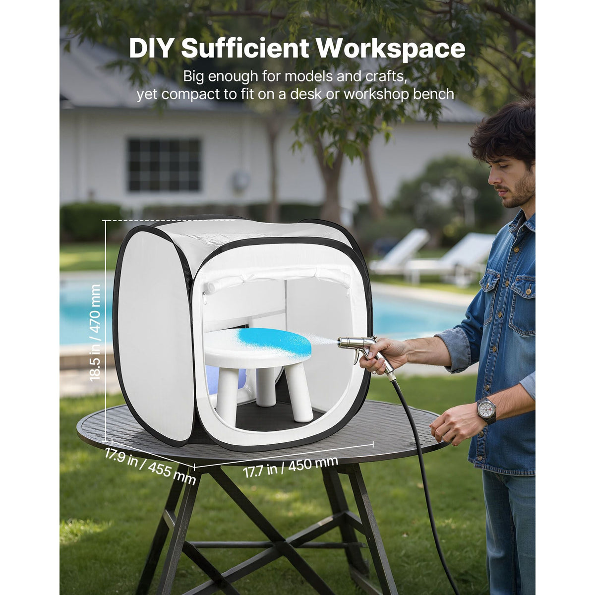 Portable Paint Booth Tent, 15.94 x 15.94 x 16.9 inch Pop-Up Portable Spray Paint Tent with Mesh Door, Spray Painting Tents for Small Models, Sculptures, Vases, Photo Frames, Pop-Up Design