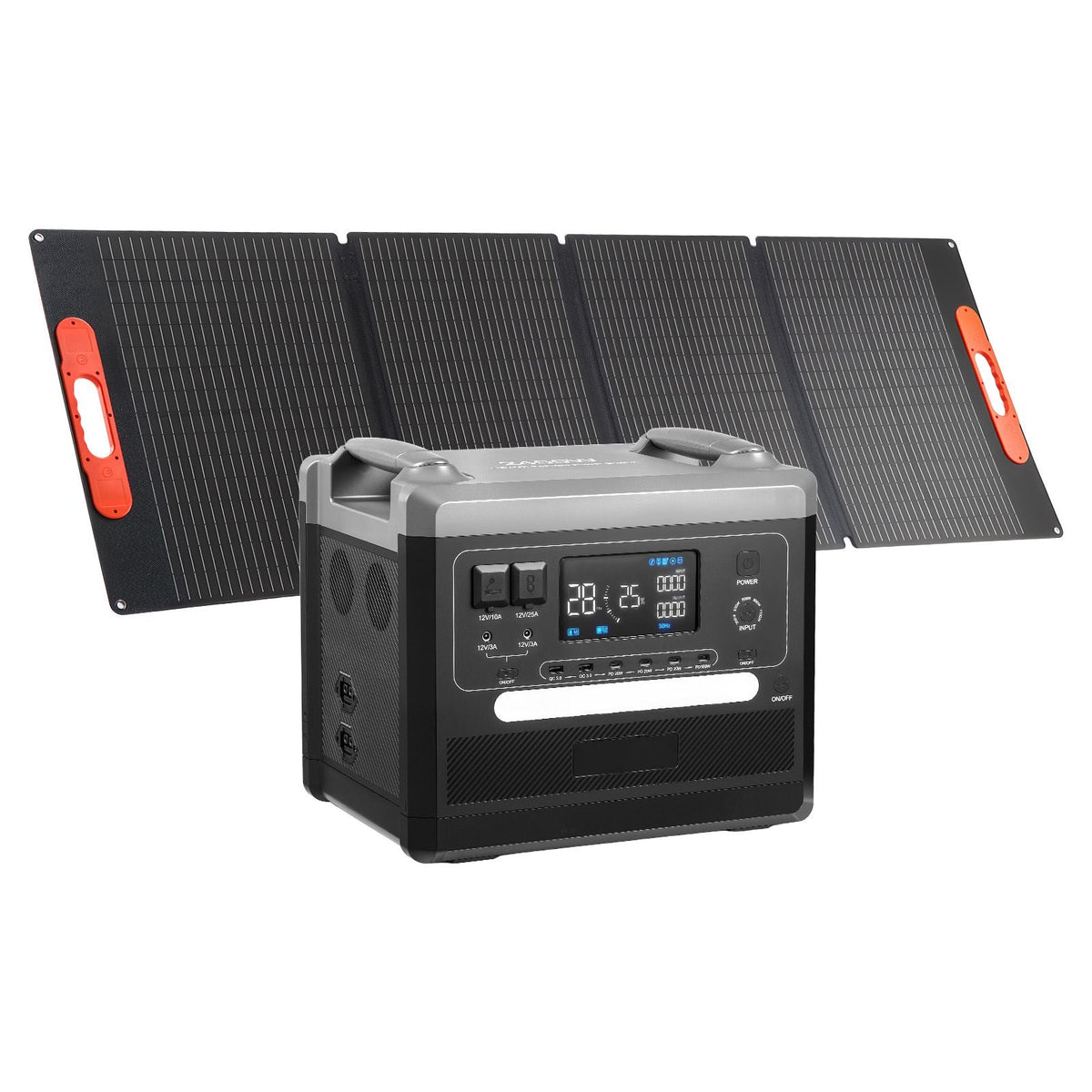 Portable Power Station, 2400W Portable Solar Generator with 200W Foldable Solar Panel, 2160Wh Expandable LiFePO4 Battery Backup with 10 Output Ports & Adjustable Input Power for Home Camping RV