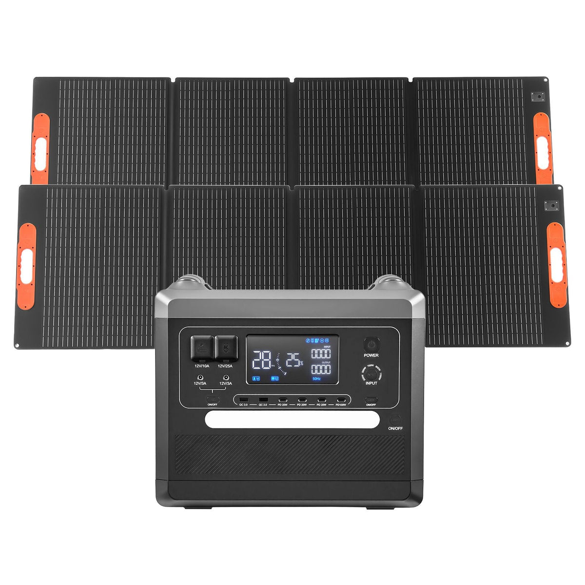 Portable Power Station, 2400W Portable Solar Generator with 2PCS * 200W Foldable Solar Panels, 2160Wh Expandable LiFePO4 Battery Backup with 10 Output Ports for Home Backup Outdoor Camping RV