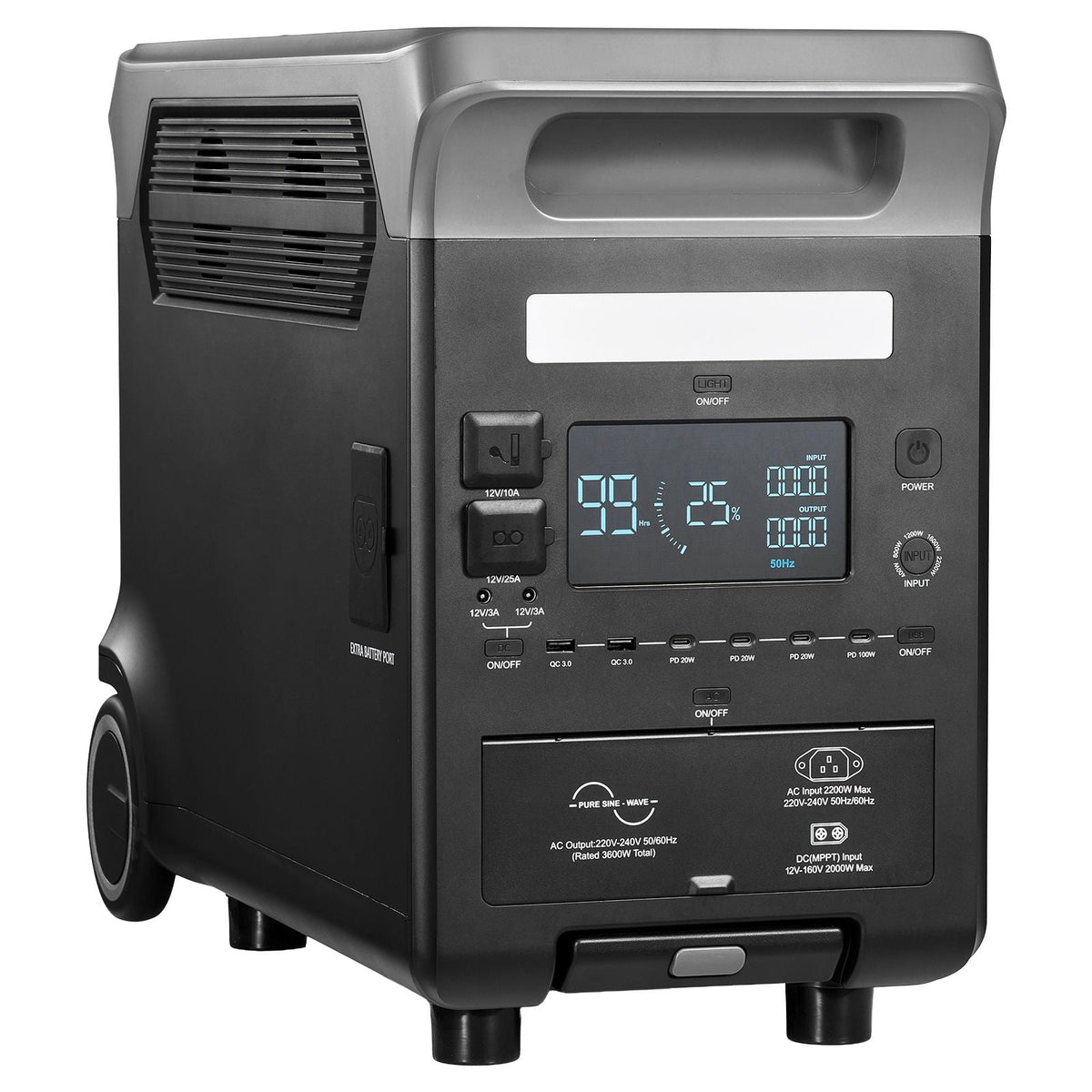 Portable Power Station, 3600W 3840Wh Power Station Solar Generator with 10 Output Ports & Adjustable Input Power, Expandable LiFePO4 Battery Backup for Home Camping RV (Solar Panel NOT Included)