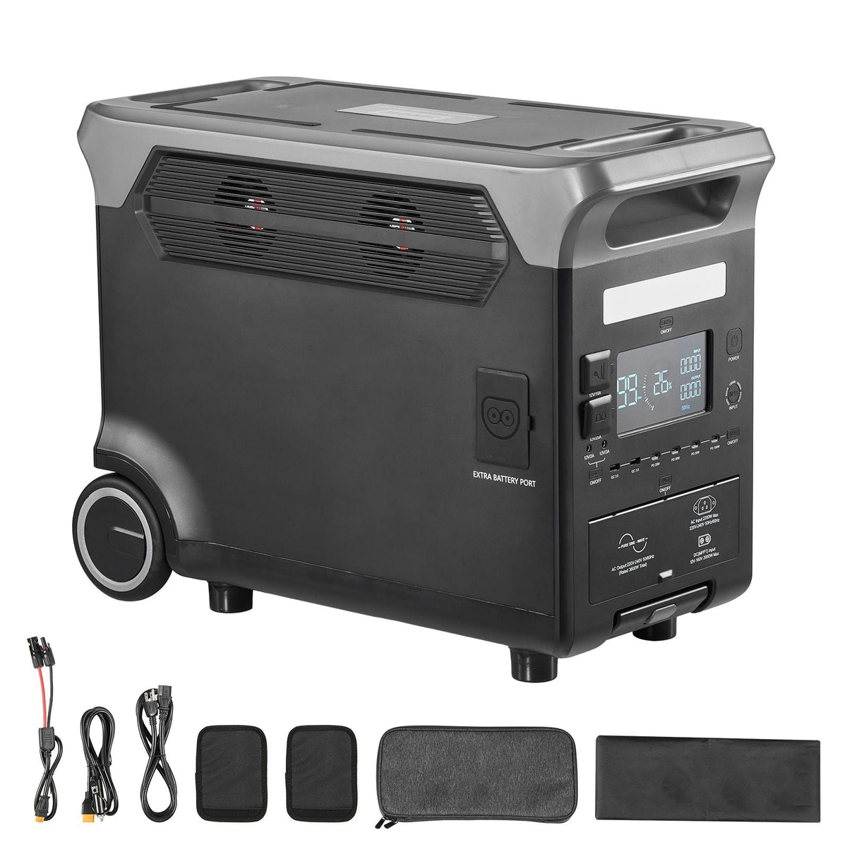 Portable Power Station, 3600W 3840Wh Power Station Solar Generator with 10 Output Ports & Adjustable Input Power, Expandable LiFePO4 Battery Backup for Home Camping RV (Solar Panel NOT Included)