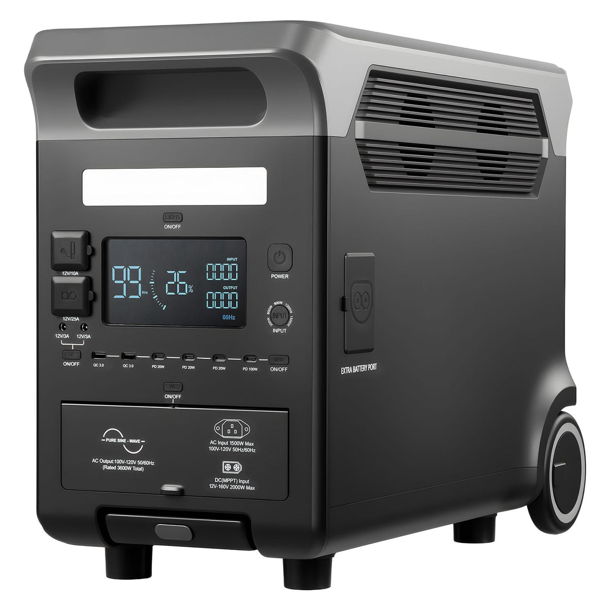 Portable Power Station, 3600W 3840Wh Power Station Solar Generator with 10 Output Ports & Adjustable Input Power, Expandable LiFePO4 Battery Backup for Home Camping RV (Solar Panel NOT Included)