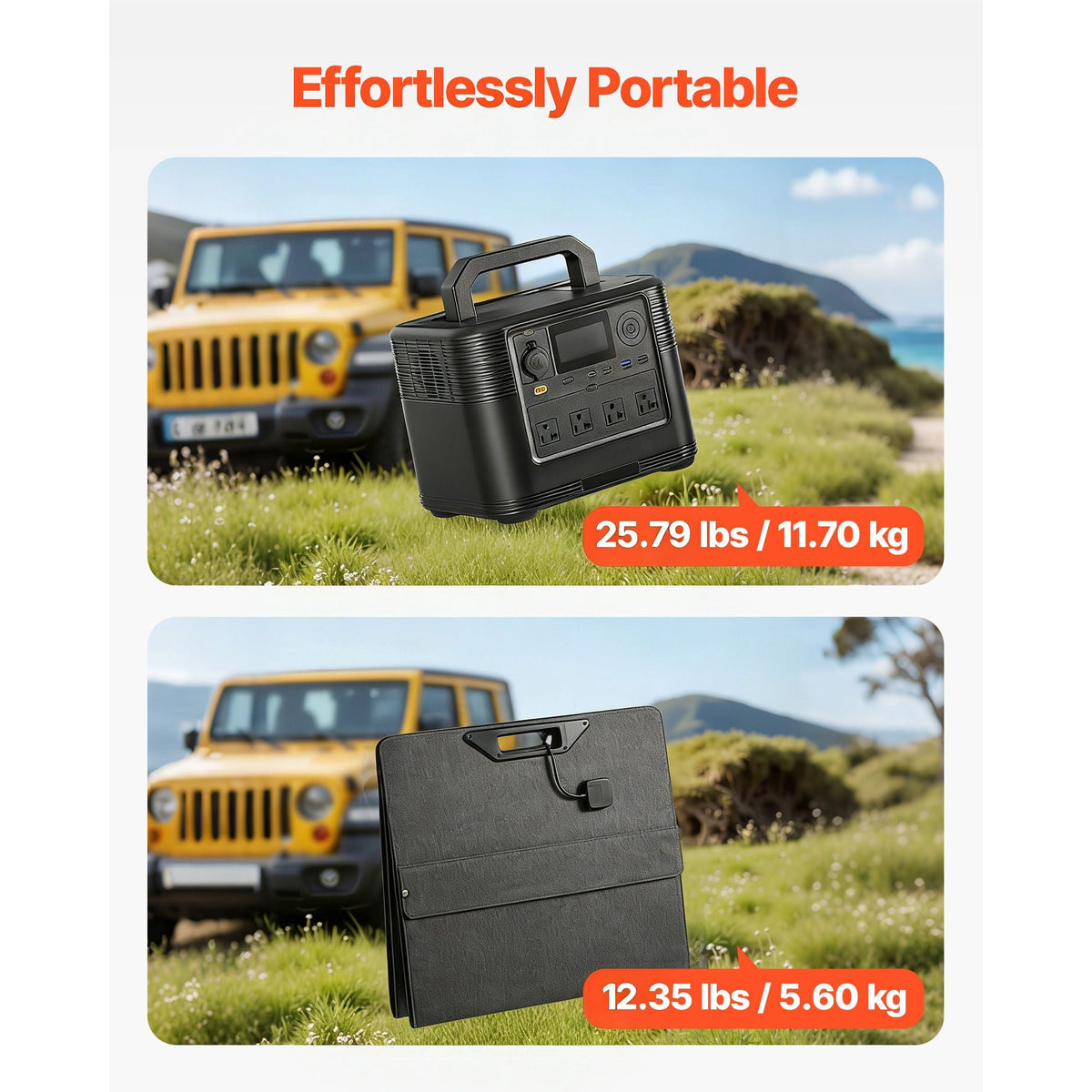 Portable Power Station with 200W Solar Panel, 1200W Solar Generator Power Station, 806Wh LiFePO4 Battery Backup with 9 Output Ports for Home Emergency, Outdoor Camping, RV Travel