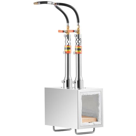 Portable Propane Forge, 2 Burner Farrier Forge, 2600 Fahrenheit Tool and Knife Making Blacksmithing Gas Forge, Large Capacity Square Stainless Steel Gas Forging Tools and Equipment