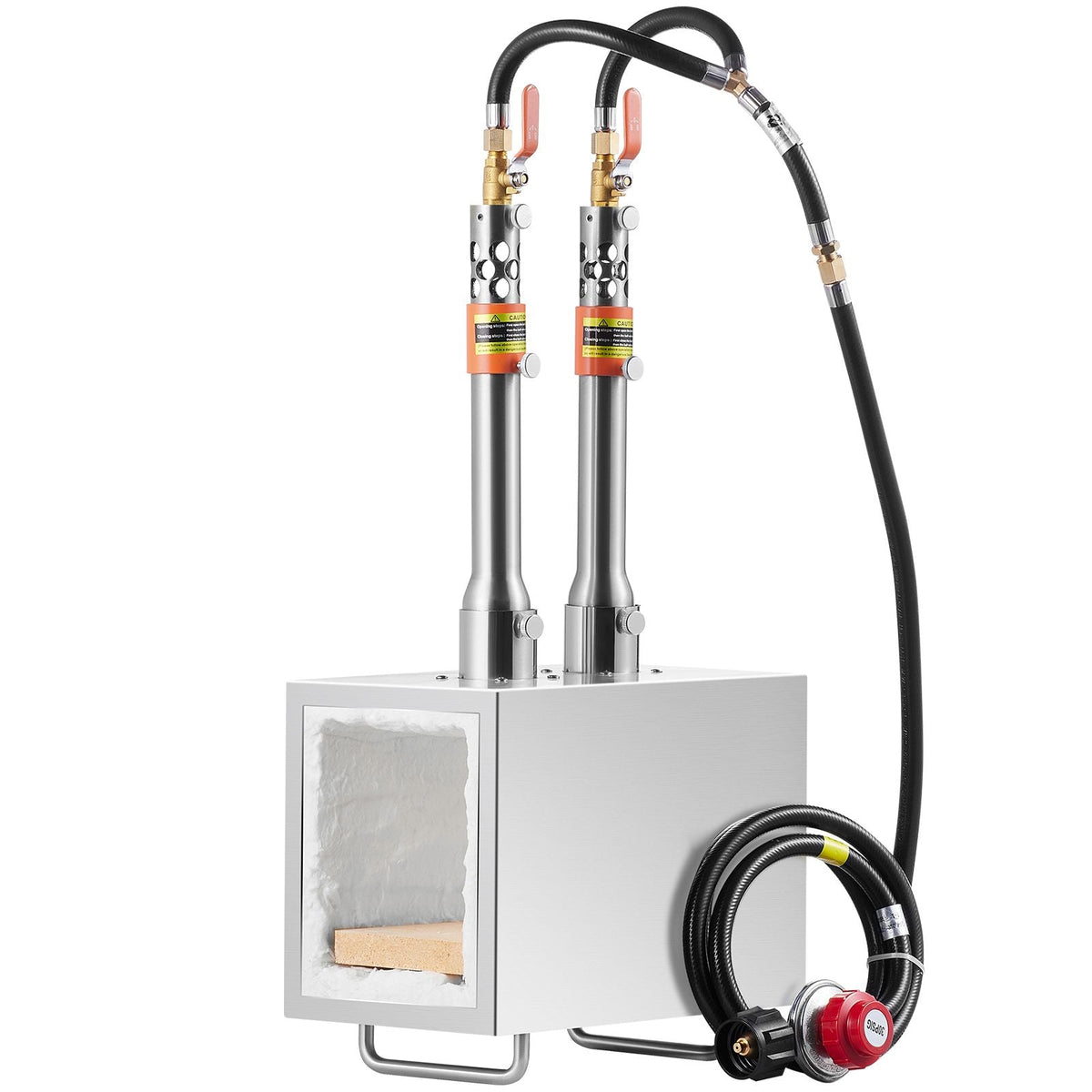 Portable Propane Forge, 2 Burner Farrier Forge, 2600 Fahrenheit Tool and Knife Making Blacksmithing Gas Forge, Large Capacity Square Stainless Steel Gas Forging Tools and Equipment