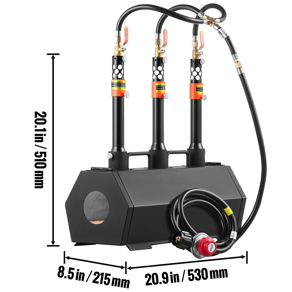 Portable Propane Forge, 3 Burner Farrier Forge, 2600 Fahrenheit Tool and Knife Making Blacksmithing Gas Forge, Large Capacity Hexagon Cold-Rolled Steel Gas Forging Tools and Equipment