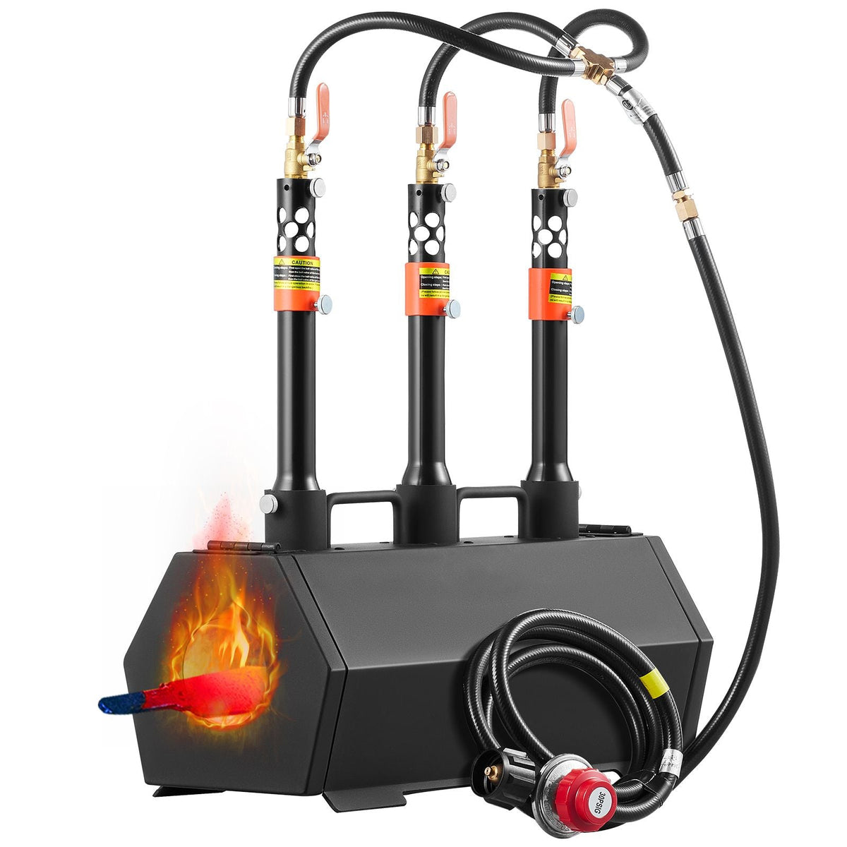 Portable Propane Forge, 3 Burner Farrier Forge, 2600 Fahrenheit Tool and Knife Making Blacksmithing Gas Forge, Large Capacity Hexagon Cold-Rolled Steel Gas Forging Tools and Equipment