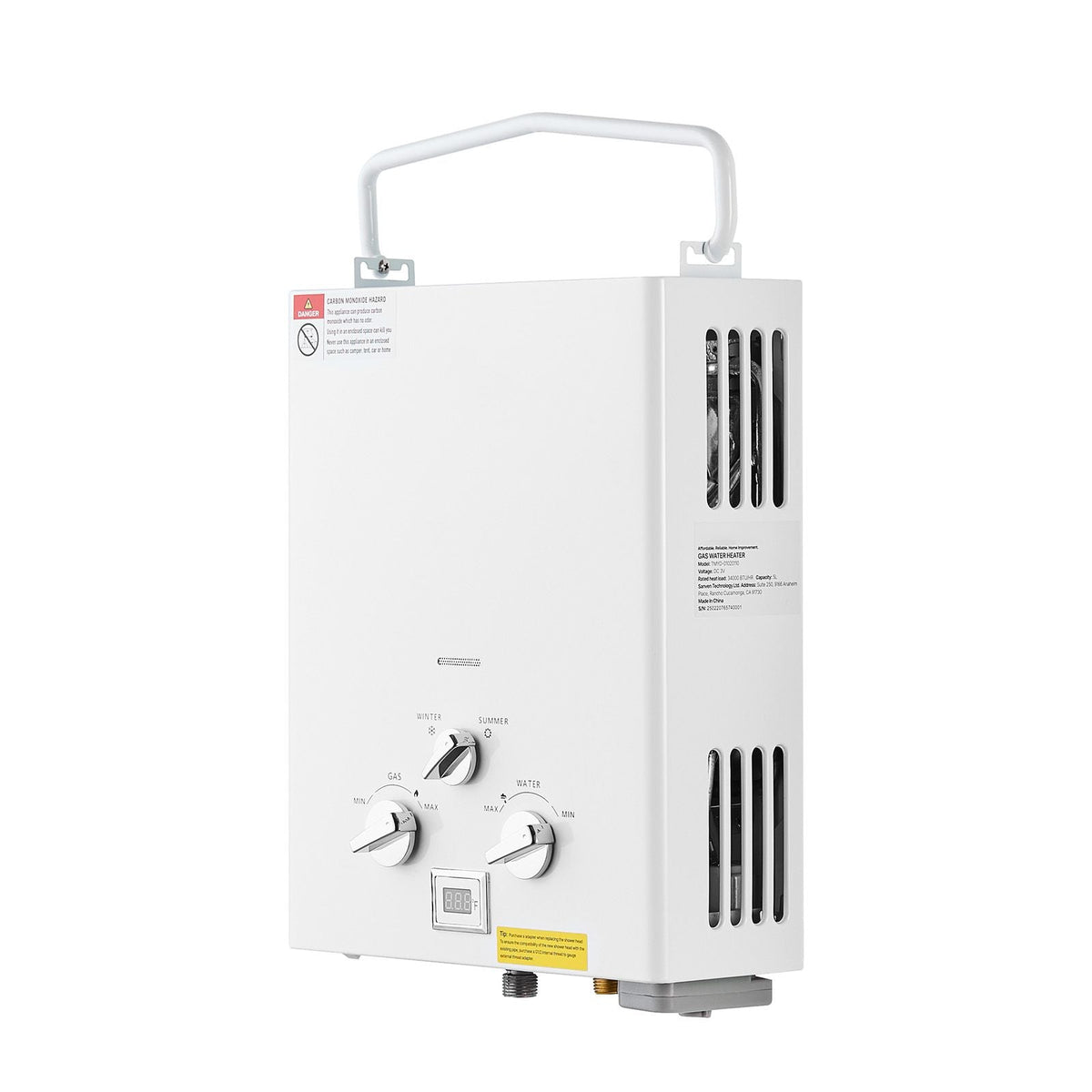 Portable Propane Water Heater, 5L Tankless Outdoor Water Heater, 34000 BTU 1.32 GPM Instant Hot Water, with Accessory Set + Regulator for RV Camping Trips Cabins Barns