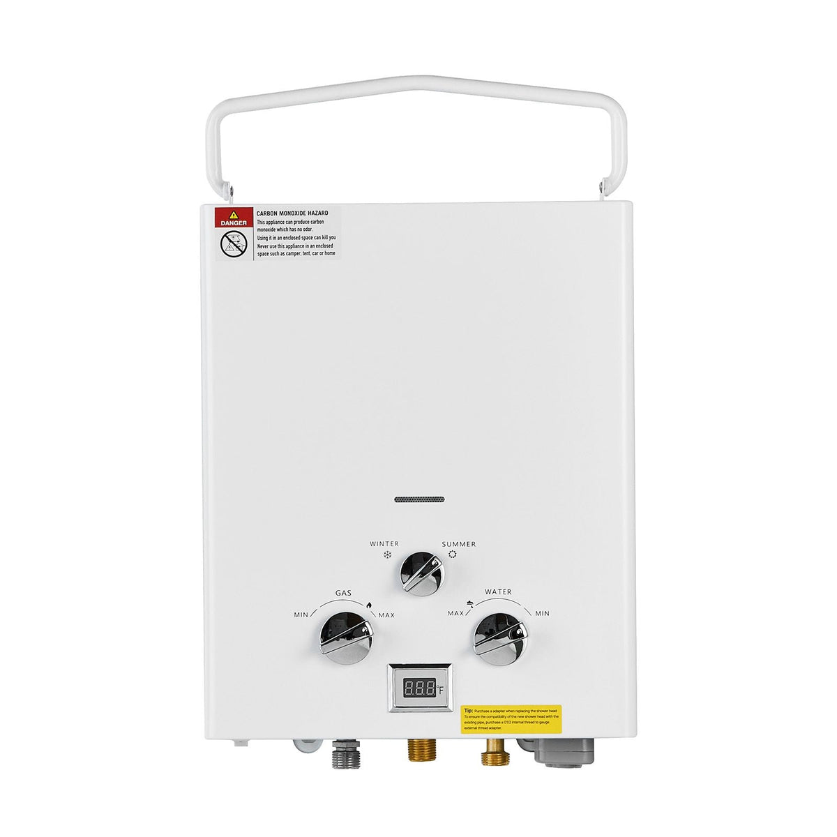 Portable Propane Water Heater, 5L Tankless Outdoor Water Heater, 34000 BTU 1.32 GPM Instant Hot Water, with Accessory Set + Regulator for RV Camping Trips Cabins Barns