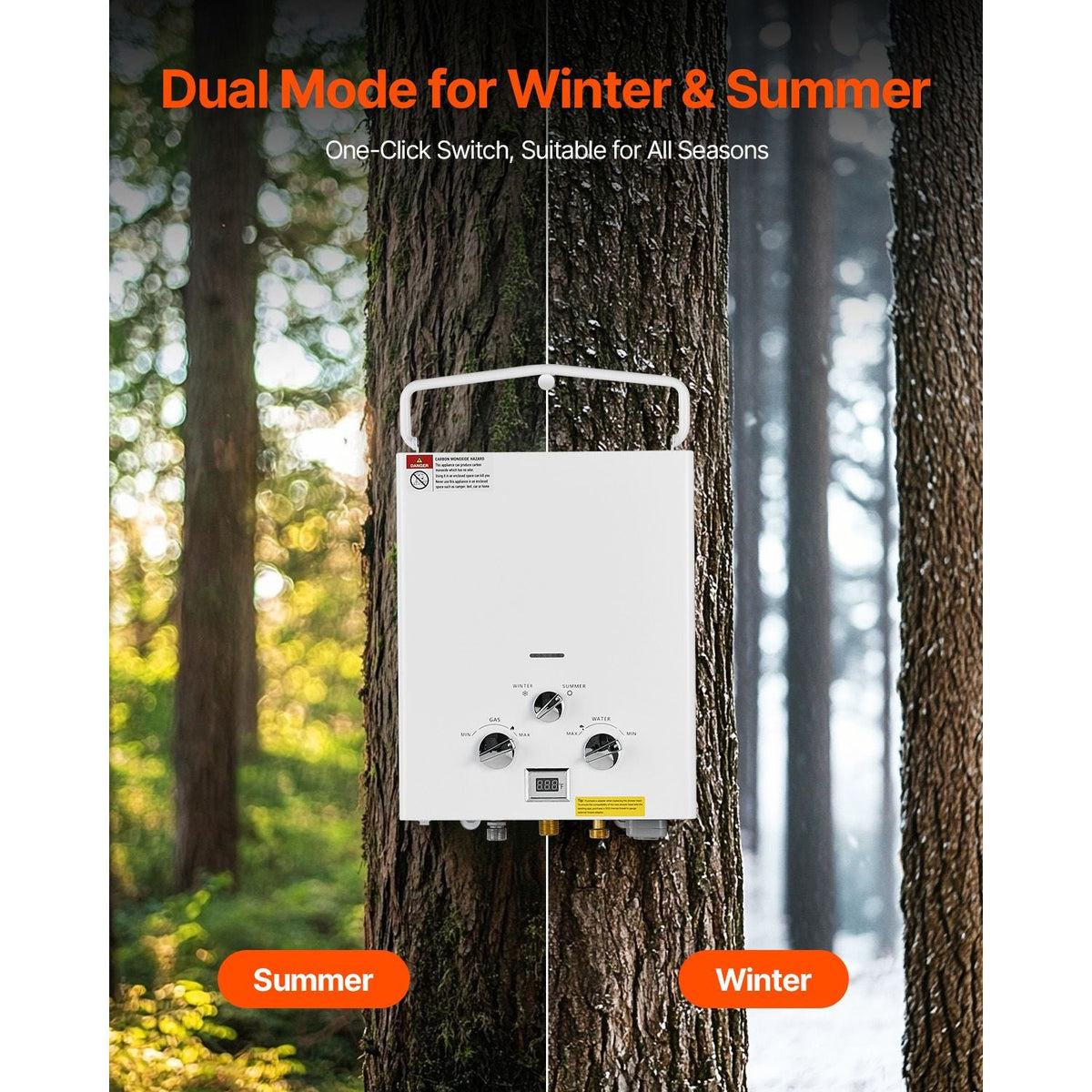 Portable Propane Water Heater, 6L Tankless Outdoor Water Heater, 41000 BTU 1.58 GPM Instant Hot Water, with Accessory Set + Regulator for RV Camping Trips Cabins Barns