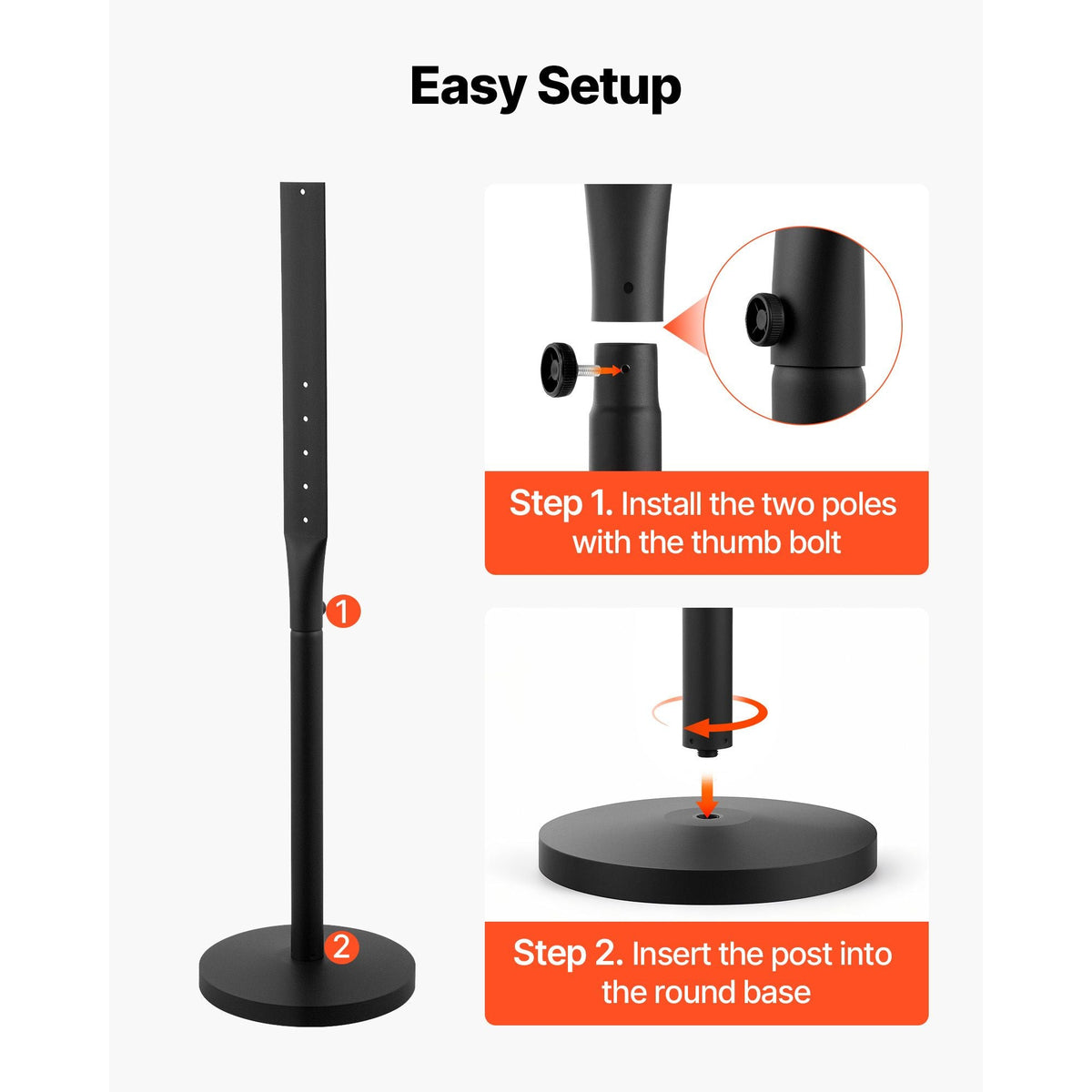 Portable Sign Post, 2-Pack, 4 ft Tall, Metal Sign Stands with Heavy Duty Cast Iron Base, Multi-Hole Design for Easy Installation, Wind-Resistant, for Indoor and Outdoor Parking, Warning, Notice