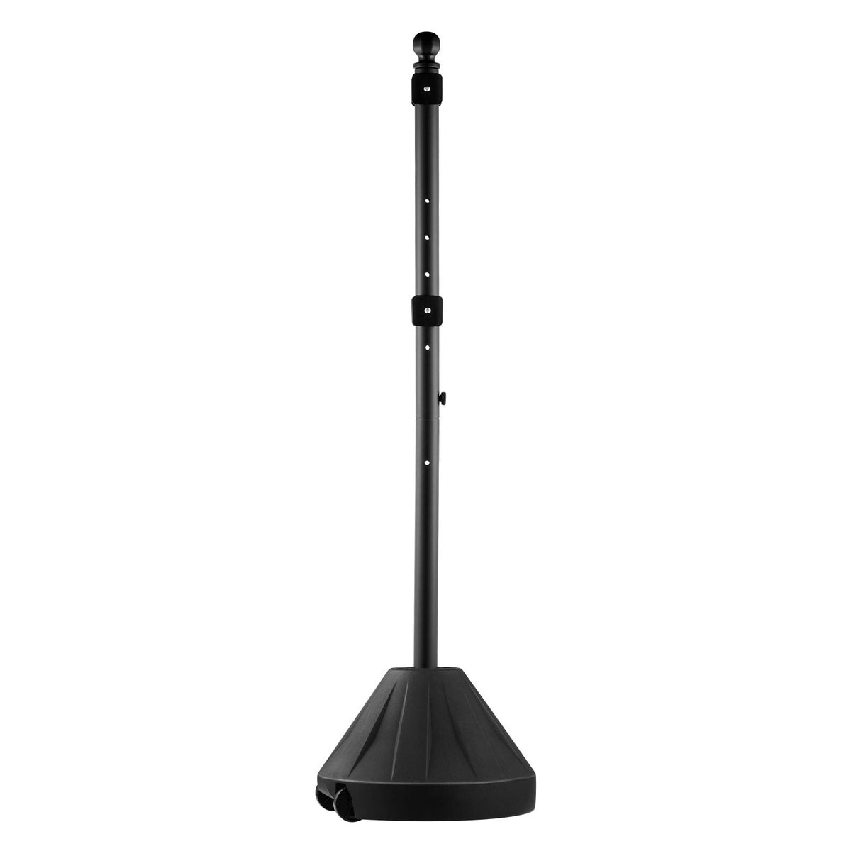 Portable Sign Post, 5 ft Cast Iron Sign Post Holder with Hard Plastic Base & Wheels, Movable Parking Sign Stand for No Parking Street Signs, Handicap Parking Sign, with Base, Bolts Nuts, Black