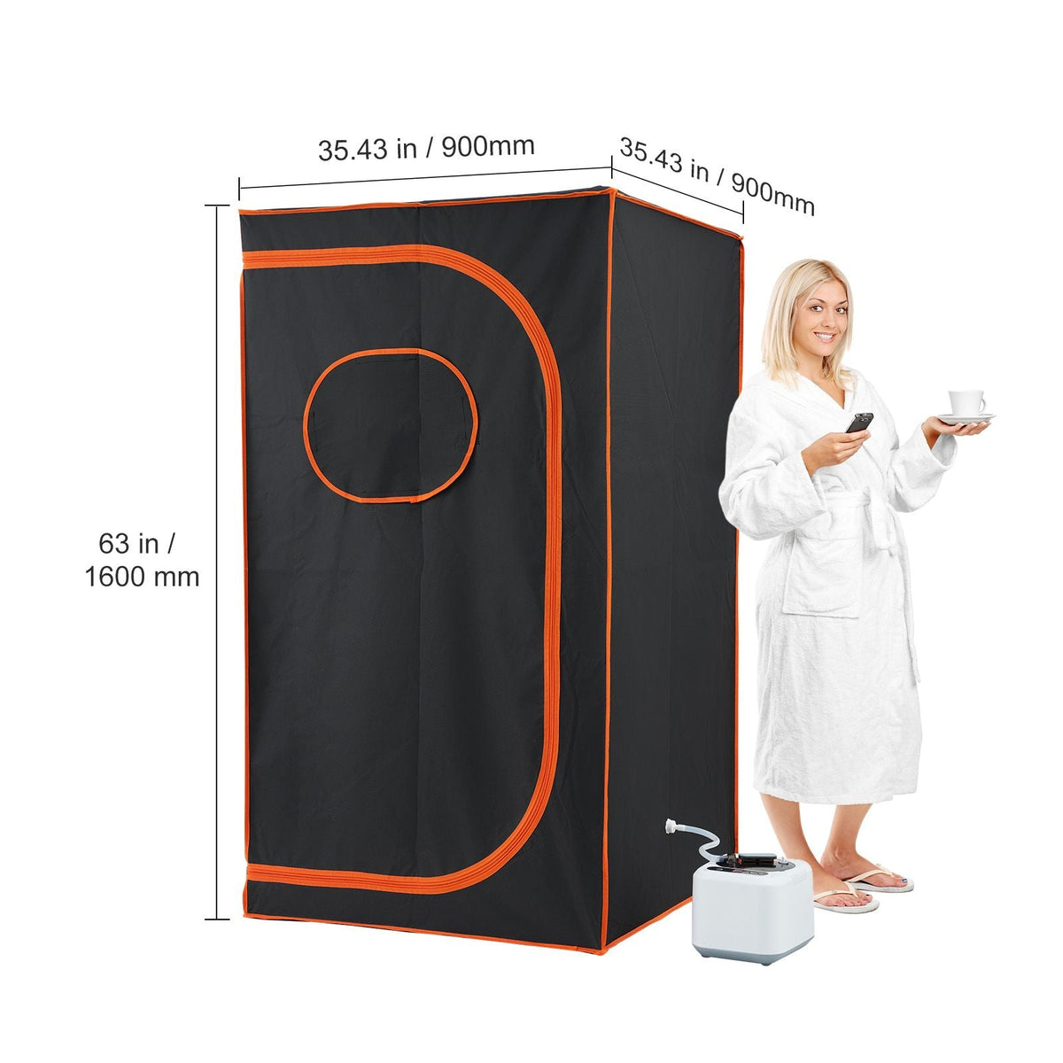 Portable Steam Sauna Tent Full Size, 1000W Personal Sauna Blanket Kit for Home Spa, Detoxify & Soothing Heated Body Therapy, Time & Temperature Remote Control With Floor Mat