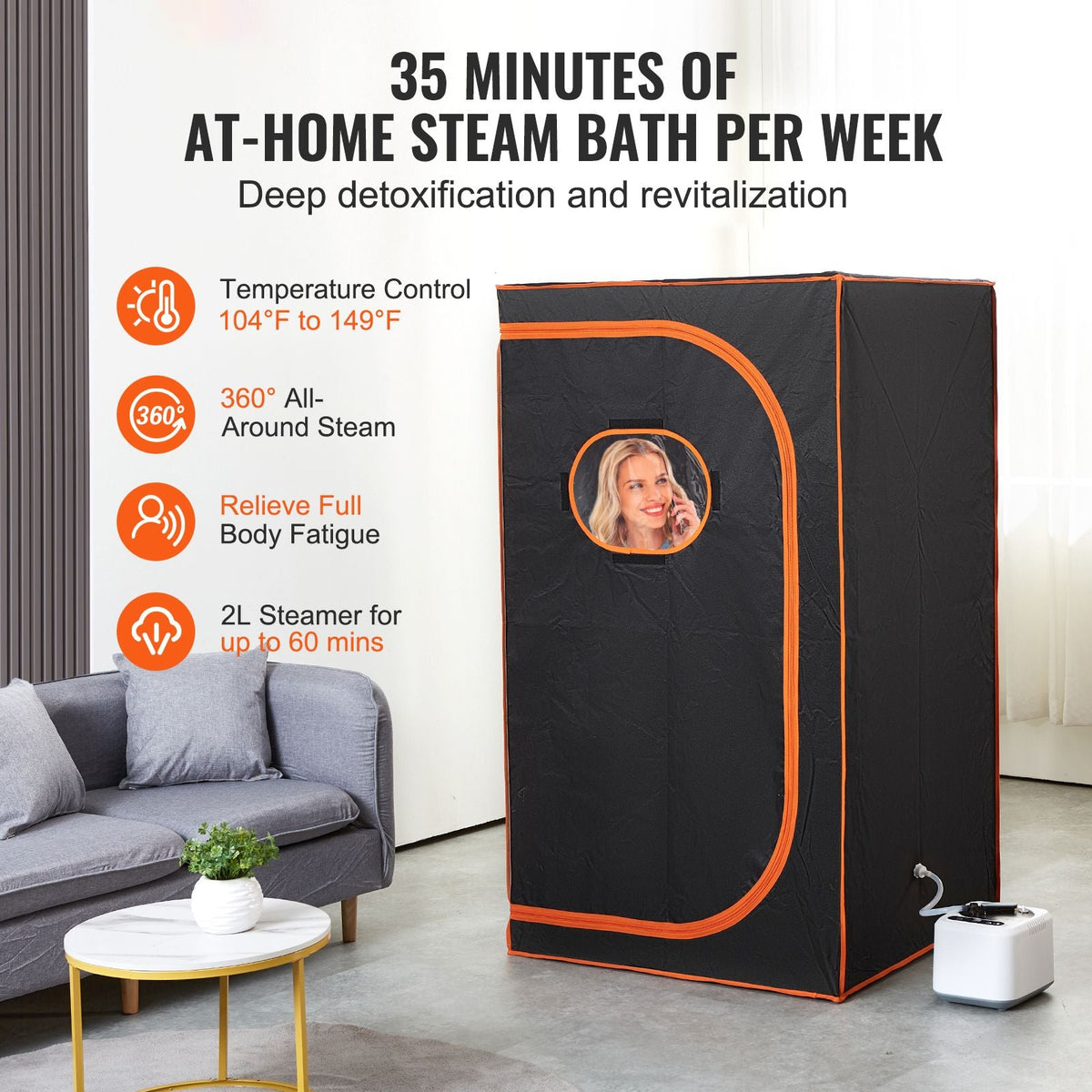Portable Steam Sauna Tent Full Size, 1000W Personal Sauna Blanket Kit for Home Spa, Detoxify & Soothing Heated Body Therapy, Time & Temperature Remote Control With Floor Mat