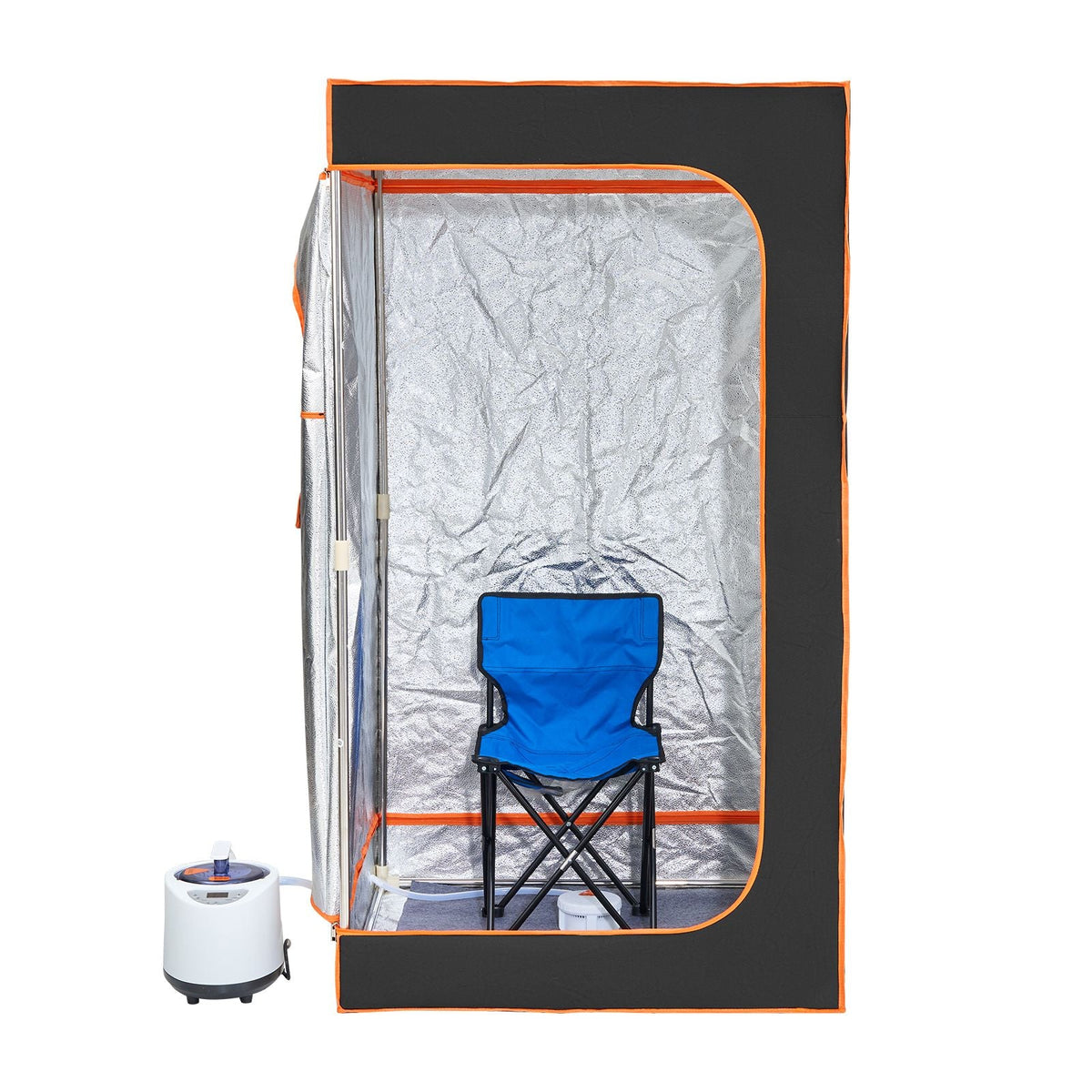 Portable Steam Sauna Tent Full Size, 1200W With Visible Window, Personal Sauna Blanket Kit for Home Spa, Detoxify & Soothing Heated Body Therapy,Time&Temperature Remote Control with Chair,Black