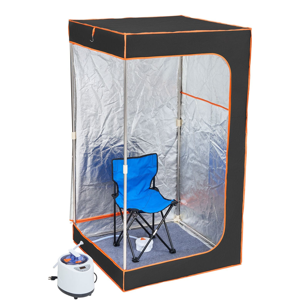 Portable Steam Sauna Tent Full Size, 1200W With Visible Window, Personal Sauna Blanket Kit for Home Spa, Detoxify & Soothing Heated Body Therapy,Time&Temperature Remote Control with Chair,Black