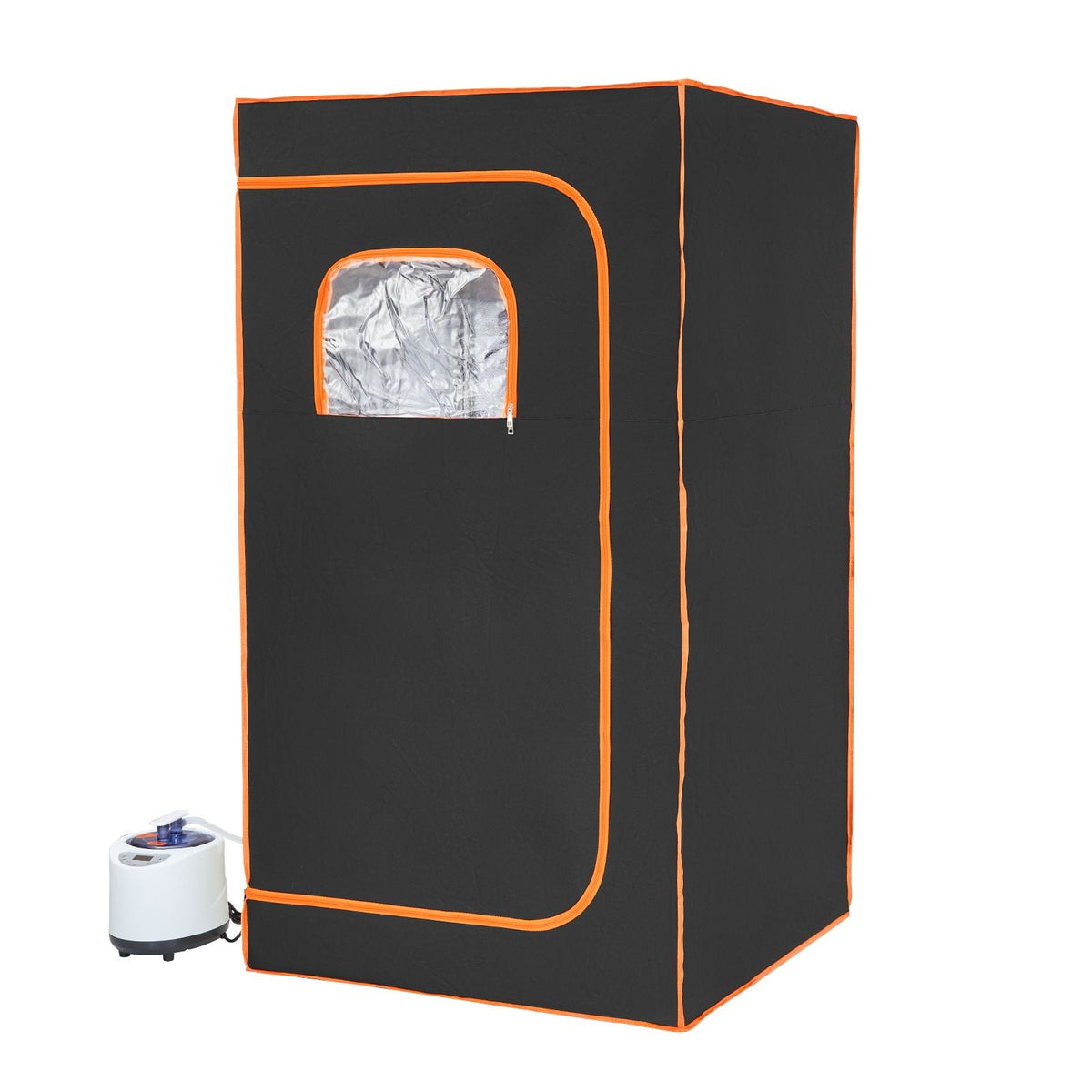 Portable Steam Sauna Tent Full Size, 1200W With Visible Window, Personal Sauna Blanket Kit for Home Spa, Detoxify & Soothing Heated Body Therapy,Time&Temperature Remote Control with Chair,Black