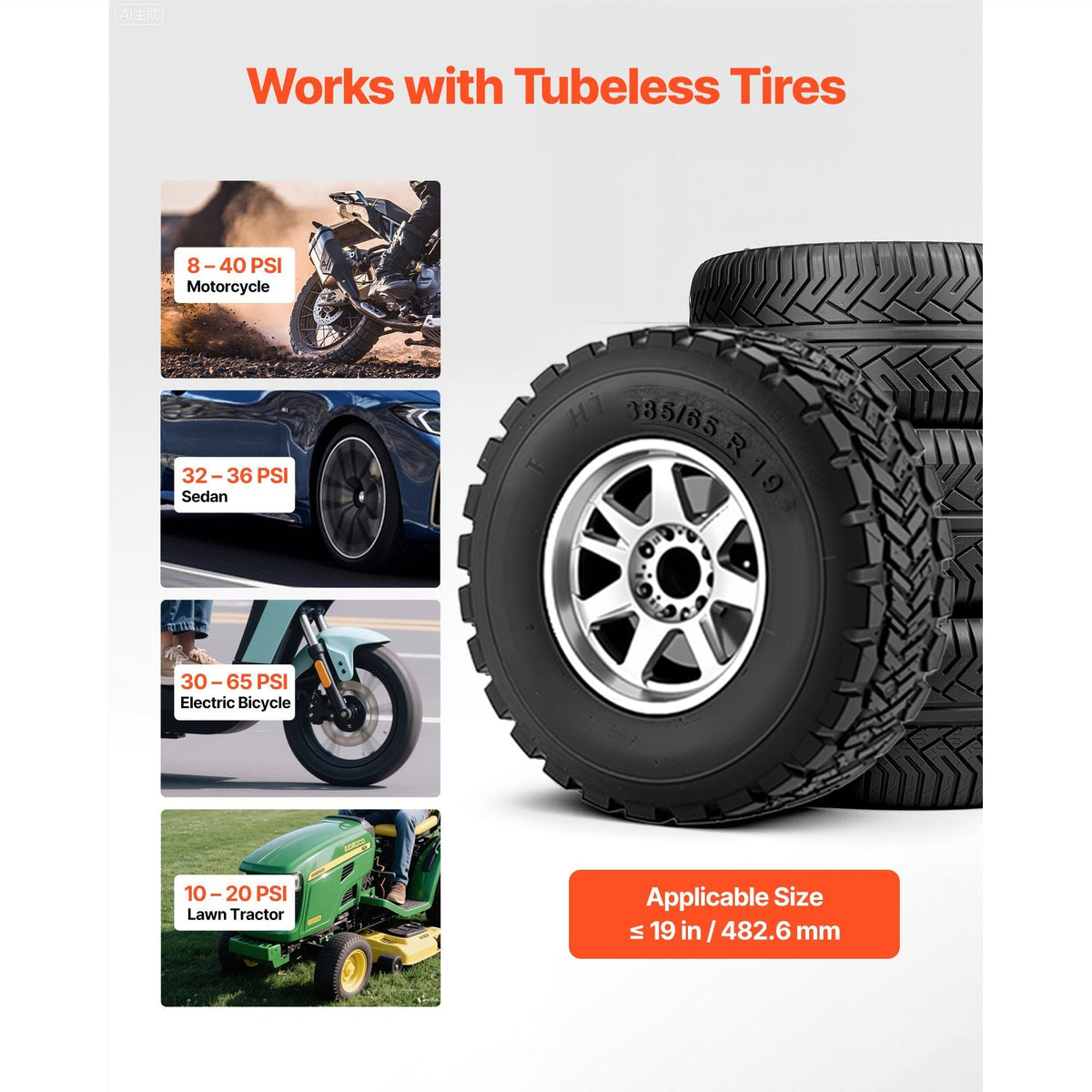 Portable Tire Bead Seater, 1.6 Gal / 6 L Air Bead Blaster, Handheld Tire Inflator Tool, 87-116 PSI Operating Pressure, Trigger Seating Inflator for Car, Compact SUV, Light Truck, E-Bike, RV, ATV
