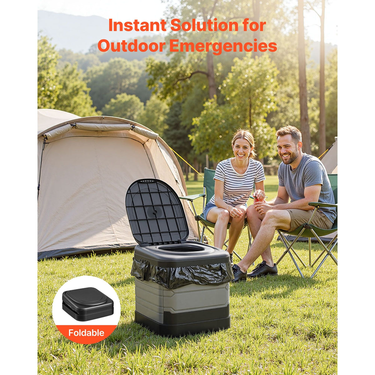 Portable Toilet, 330 lbs Load Capacity, Folding Camping Toilet for Adults, Outdoor Travel Potty with Carry Bag, Trash Bags, Suitable for Home Use, RV Travel, Camping, Hiking, Boating, Car, Trips