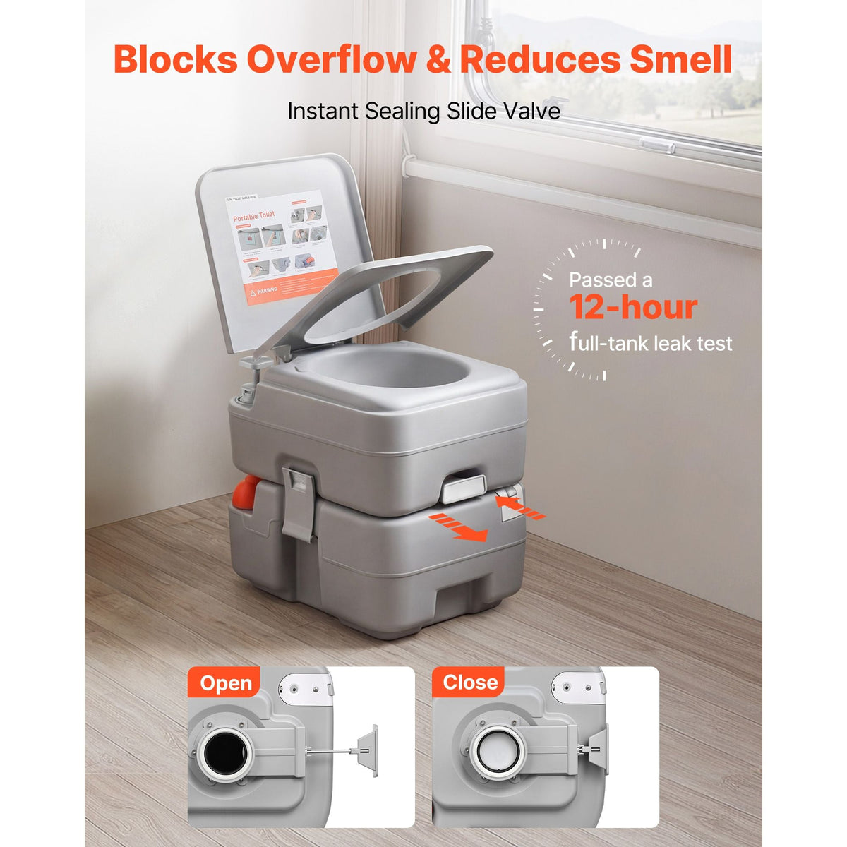 Portable Toilet, 5.3 Gallon Detachable Waste Tank, 120 Flushes, Camping Toilet for Adults, Outdoor Travel Potty with Level Indicator, Carry Bag, Suitable for RV Travel, Camping, Hiking, Boating