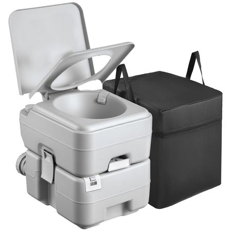 Portable Toilet, 5.3 Gallon Detachable Waste Tank, 120 Flushes, Camping Toilet for Adults, Outdoor Travel Potty with Level Indicator, Carry Bag, Suitable for RV Travel, Camping, Hiking, Boating