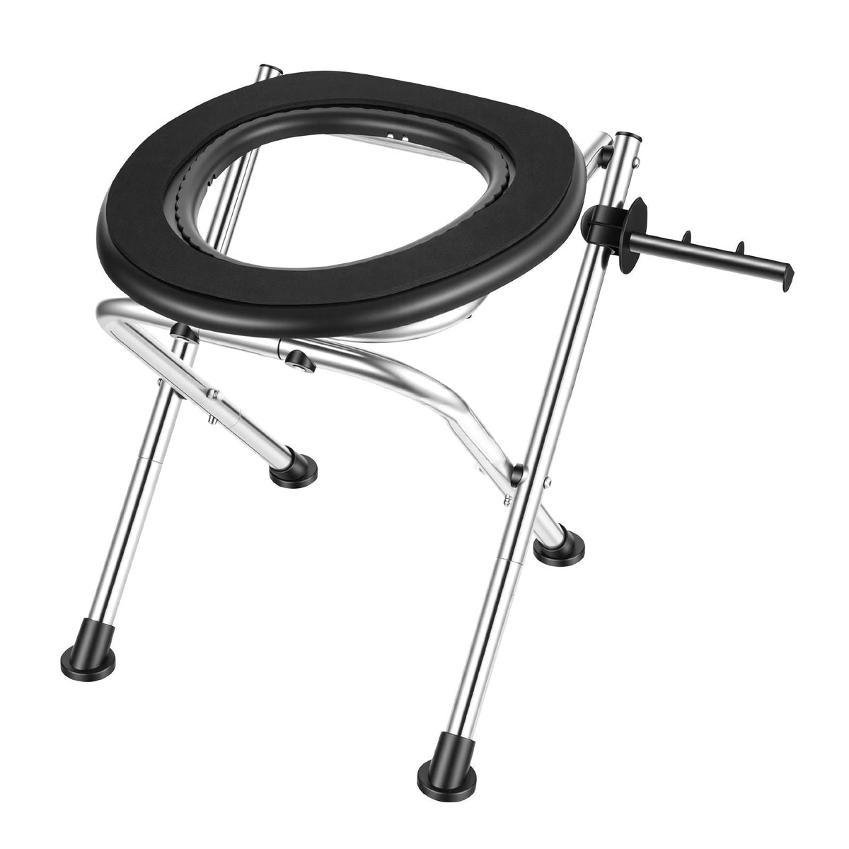 Portable Toilet for Camping, 350 lbs Weight Capacity, Stainless Steel Foldable Camp Travel Toilet with Soft Seat for Adults, Suitable for Truckers, RV Travel, Camping, Road Trips, Outdoor Use