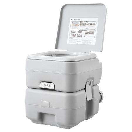 Portable Toilet for Camping, Porta Potty with Carry Bag, 5.3 Gal Waste Tank & 3.2 Gal Flush Tank, Push-Button Pressurized Flush Commode, Leak-proof and Odourless Travel Toilet for Camping Car