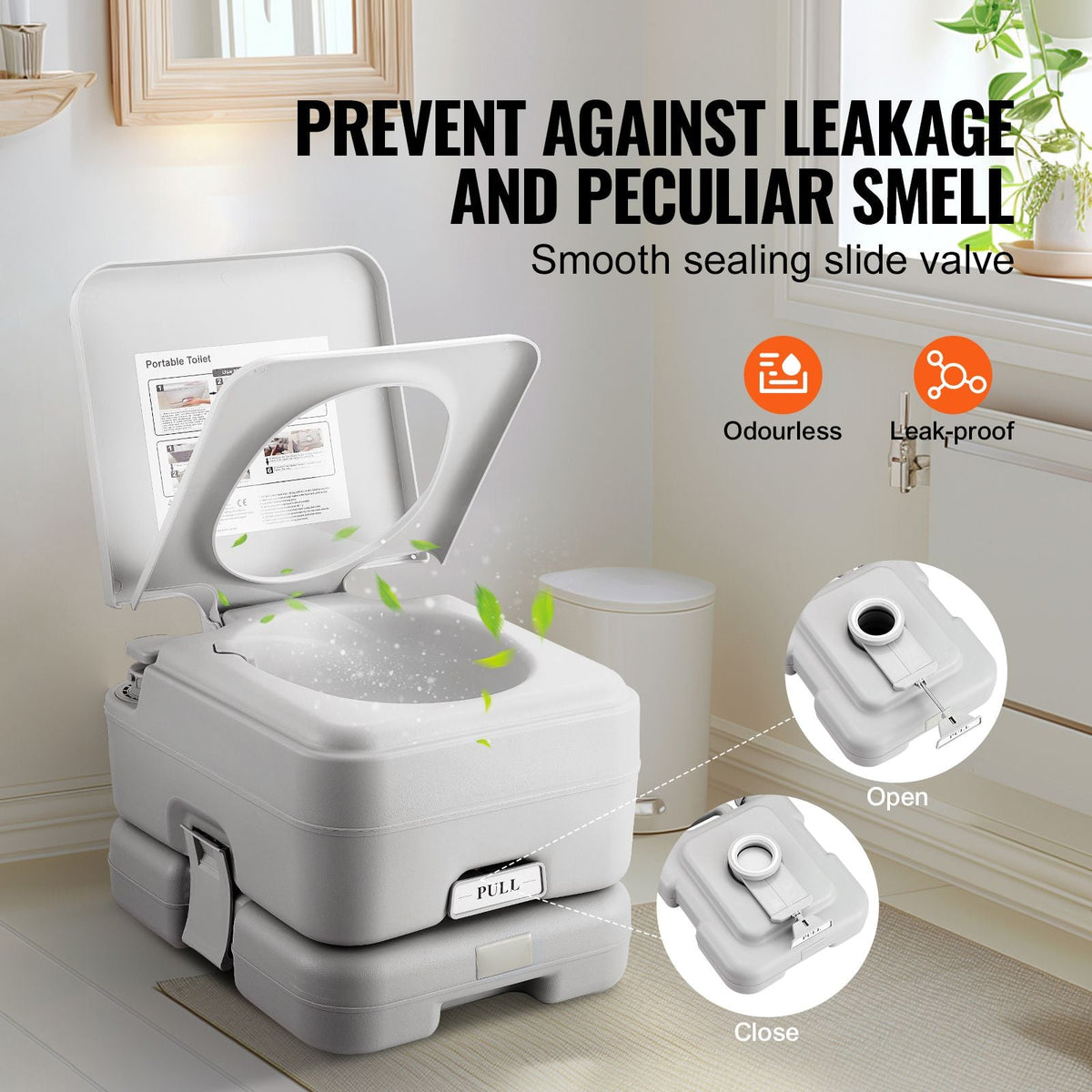 Portable Toilet for Camping with Carry Bag, RV Toilet with 3.2 Gal Waste Tank, Push-Button Pressurized Flush Commode, Leak-proof and Odourless Travel Toilet for Adults Kids Camping Car