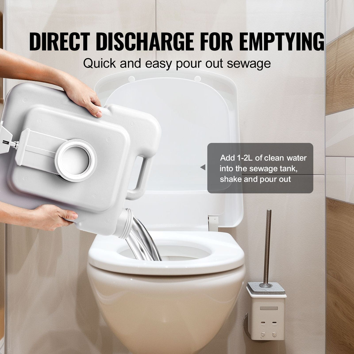Portable Toilet for Camping with Carry Bag, RV Toilet with 3.2 Gal Waste Tank, Push-Button Pressurized Flush Commode, Leak-proof and Odourless Travel Toilet for Adults Kids Camping Car
