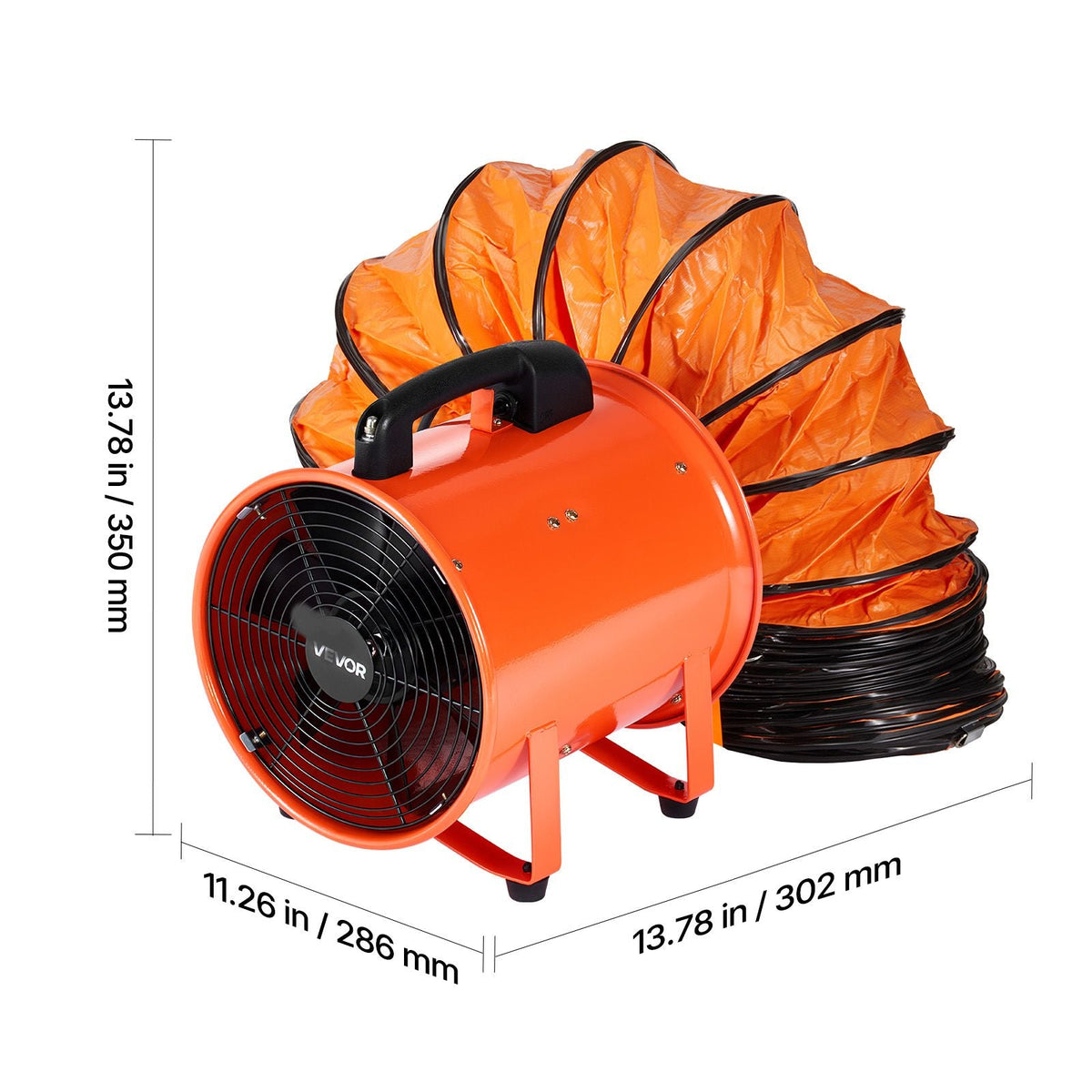 Portable Ventilator, 10 inch Heavy Duty Cylinder Fan with 33ft Duct Hose, 350W Strong Shop Exhaust Blower 1948CFM, Industrial Utility Blower for Sucking Dust, Smoke, Smoke Home/Workplace