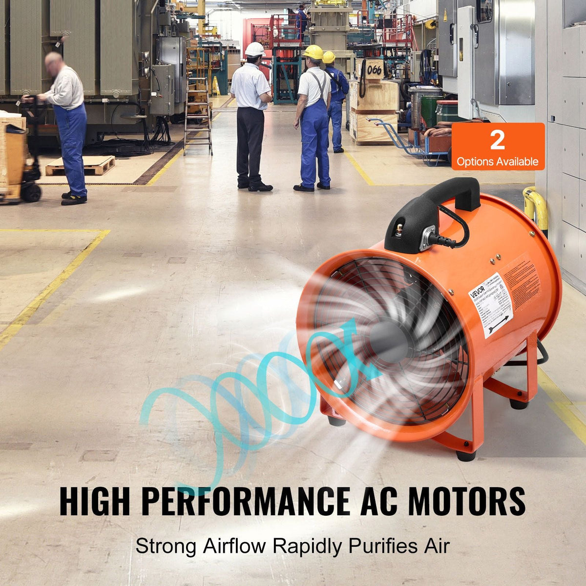 Portable Ventilator, 10 inch Heavy Duty Cylinder Fan with 33ft Duct Hose, 350W Strong Shop Exhaust Blower 1948CFM, Industrial Utility Blower for Sucking Dust, Smoke, Smoke Home/Workplace